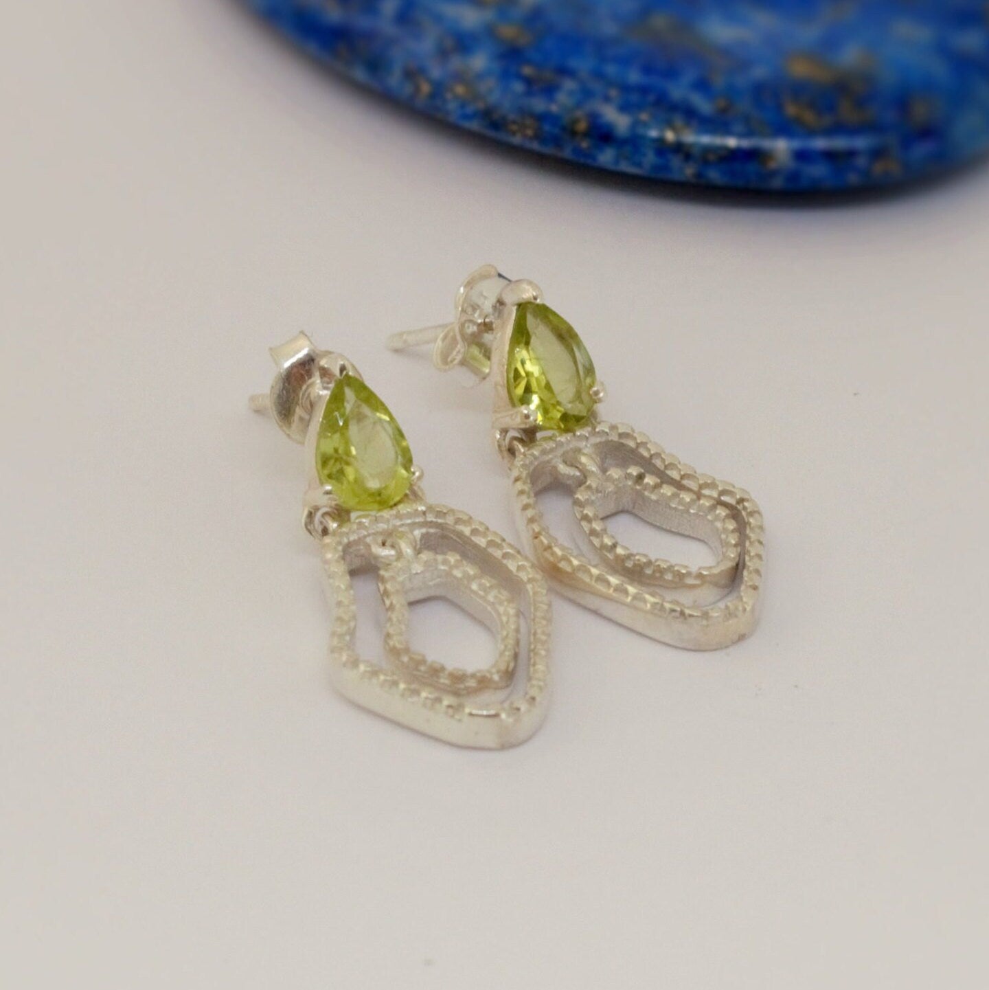 Sterling Silver Peridot Earrings, Drop Earrings, August Birthstone Earrings, Green Dangle Earrings, Birthday Gifts For Her, Bridesmaid Gift