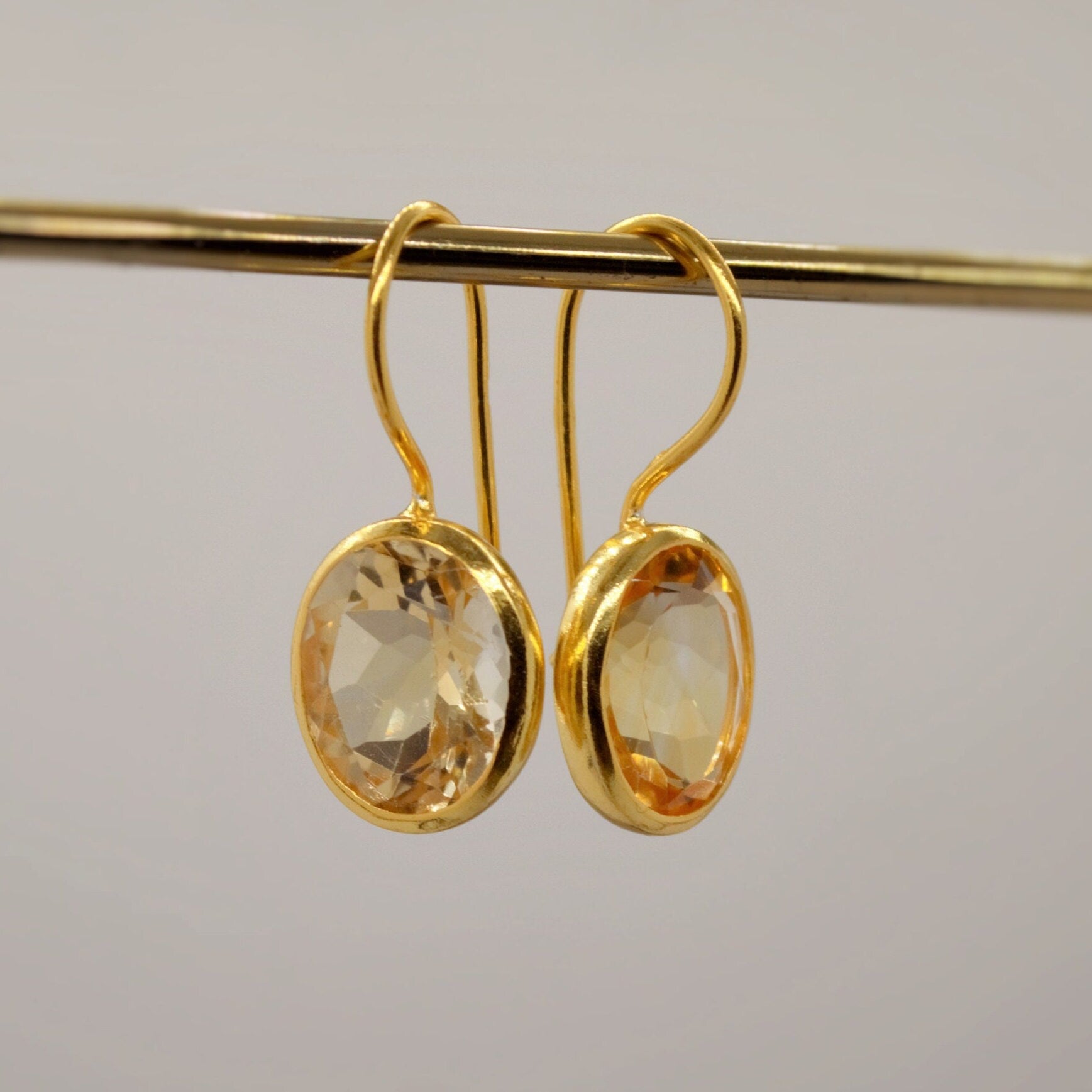 Citrine Earrings, Sterling Silver Gold Earrings, Statement Unique Dangle Drop Earrings, November Birthstone, Gift For Her, Birthday Gift