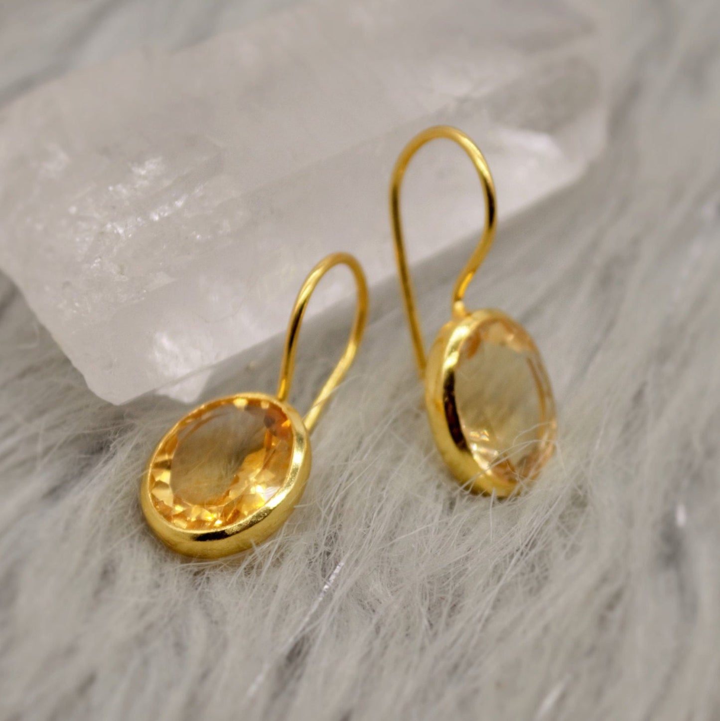 Citrine Earrings, Sterling Silver Gold Earrings, Statement Unique Dangle Drop Earrings, November Birthstone, Gift For Her, Birthday Gift