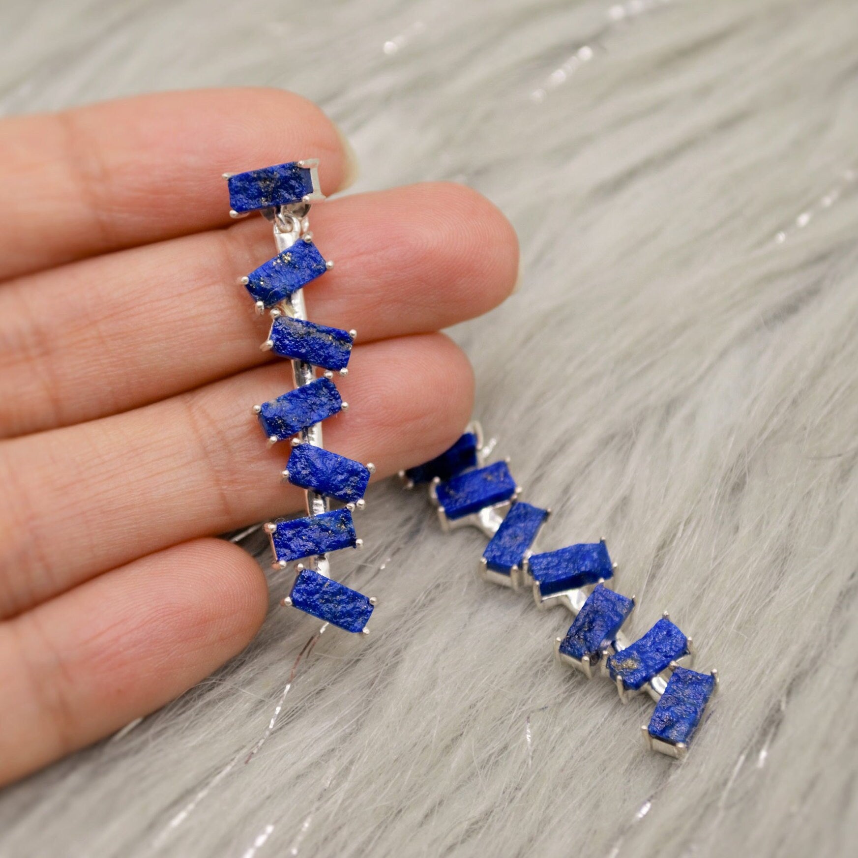 Lapis Lazuli Dangle Drop Earrings, Sterling Silver Earrings, Lapis Earrings, December Birthstone Unique Gemstone Earrings, Gift For Her