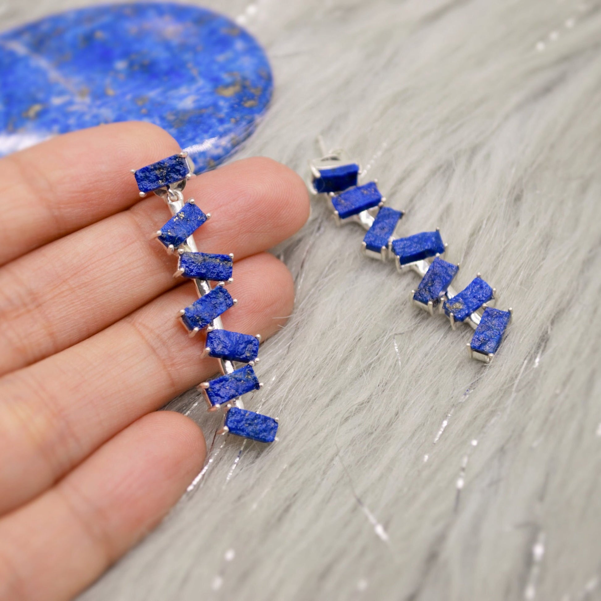 Lapis Lazuli Dangle Drop Earrings, Sterling Silver Earrings, Lapis Earrings, December Birthstone Unique Gemstone Earrings, Gift For Her