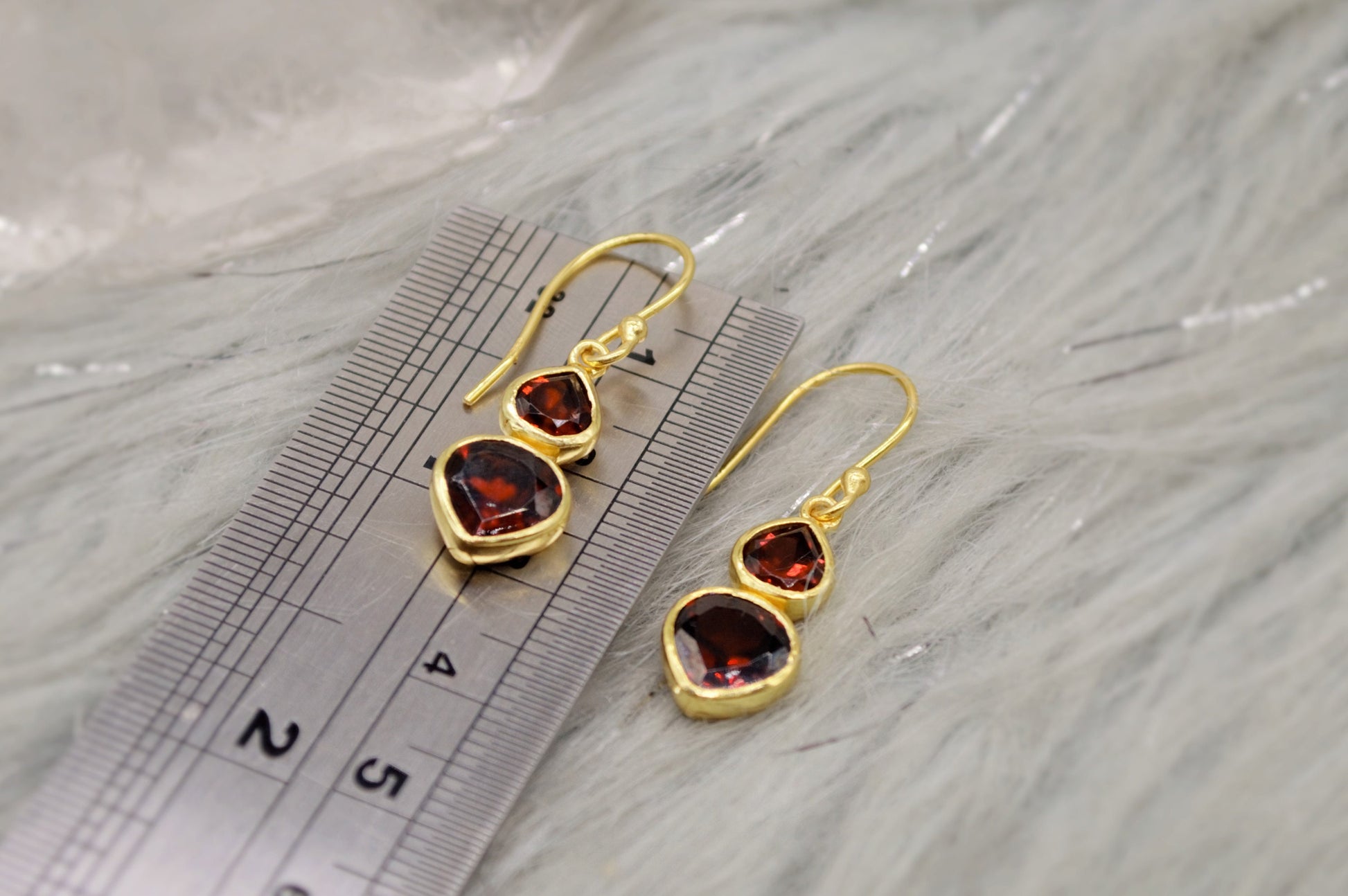 Red Garnet Sterling Silver Dangle Earrings, Garnet Jewelry, January Birthstone Earrings, Minimalist Red Earrings, Unique Gifts For Her