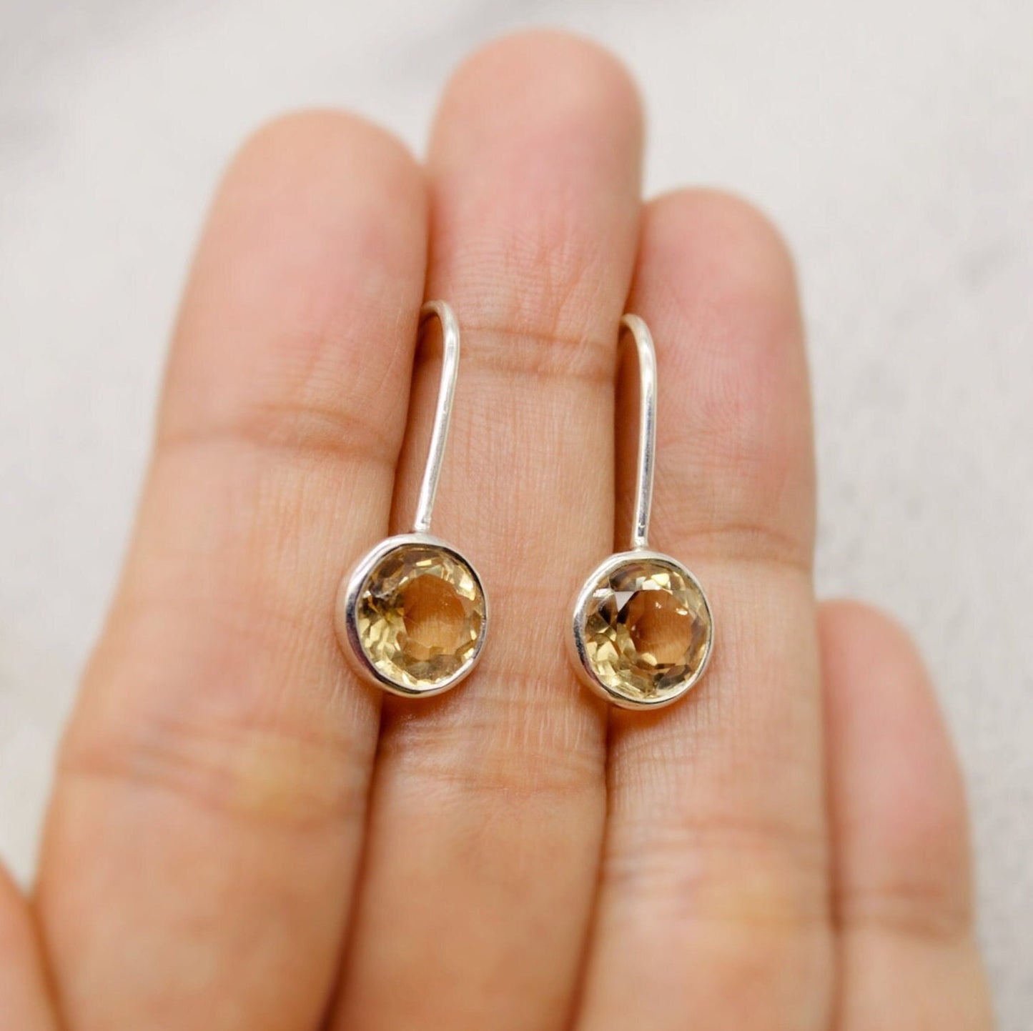 Citrine Earrings, Sterling Silver Earrings, Statement Unique Dangle Drop Earrings, November Birthstone, Gift For Her, Birthday Gift