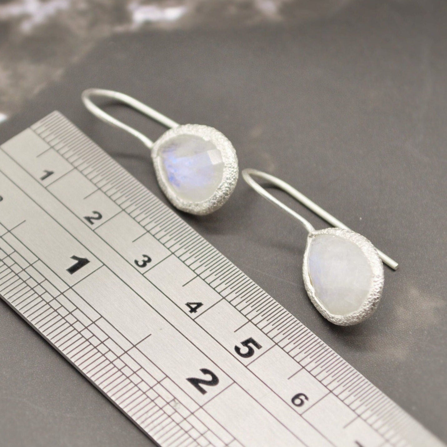 Rainbow Moonstone Sterling Silver Earrings, Moonstone Jewelry, Unique Gemstone Dangle Drop Earrings, Dainty Earrings, Gift For Her