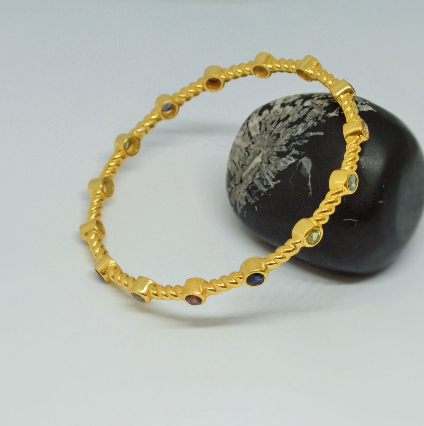 Amethyst, Topaz, Citrine Gold Bracelet, Dainty Birthstone Bangle Bracelet, Gemstone Bracelet, Bracelets For Women, Gifts For Her