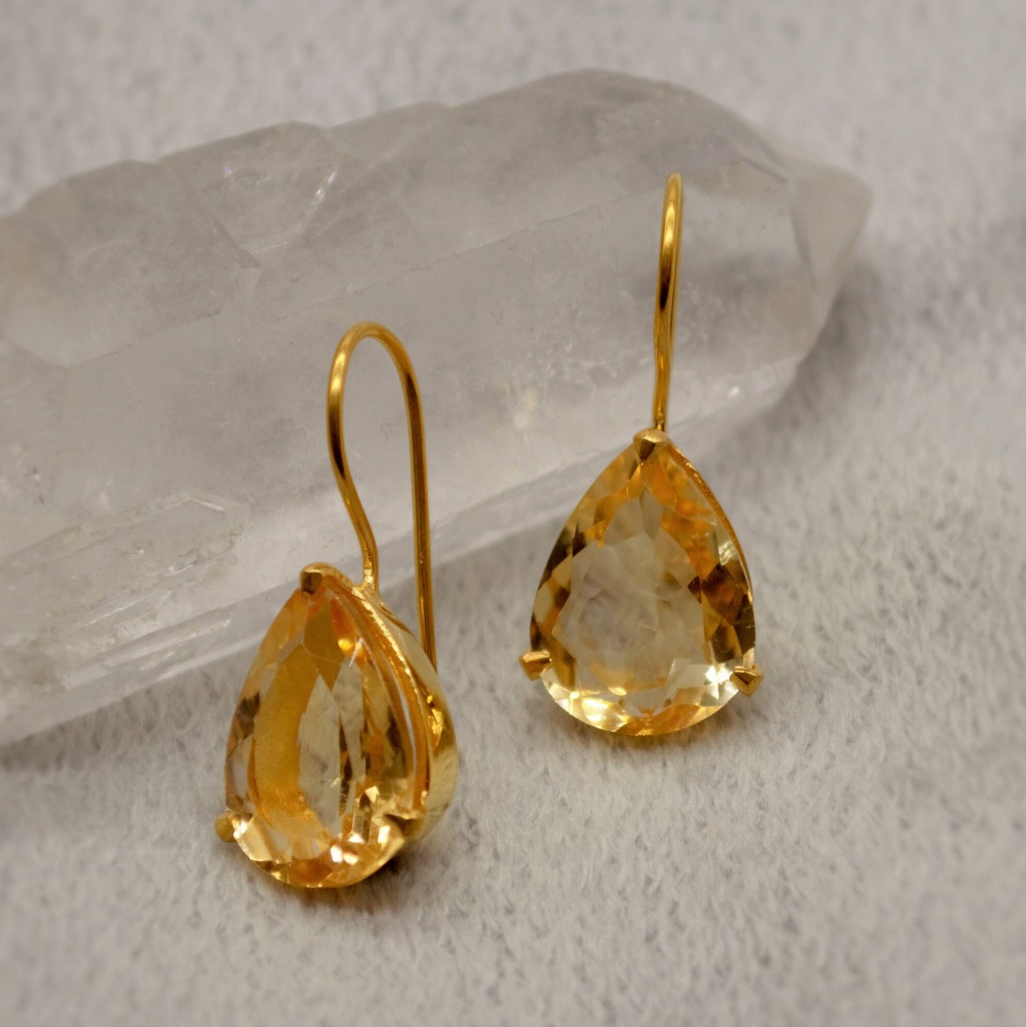 Citrine Gold Earrings, November Birthstone, Dainty Teardrop Gemstone Earrings, Citrine Jewelry, Unique Dangle, Birthday Gifts For Her