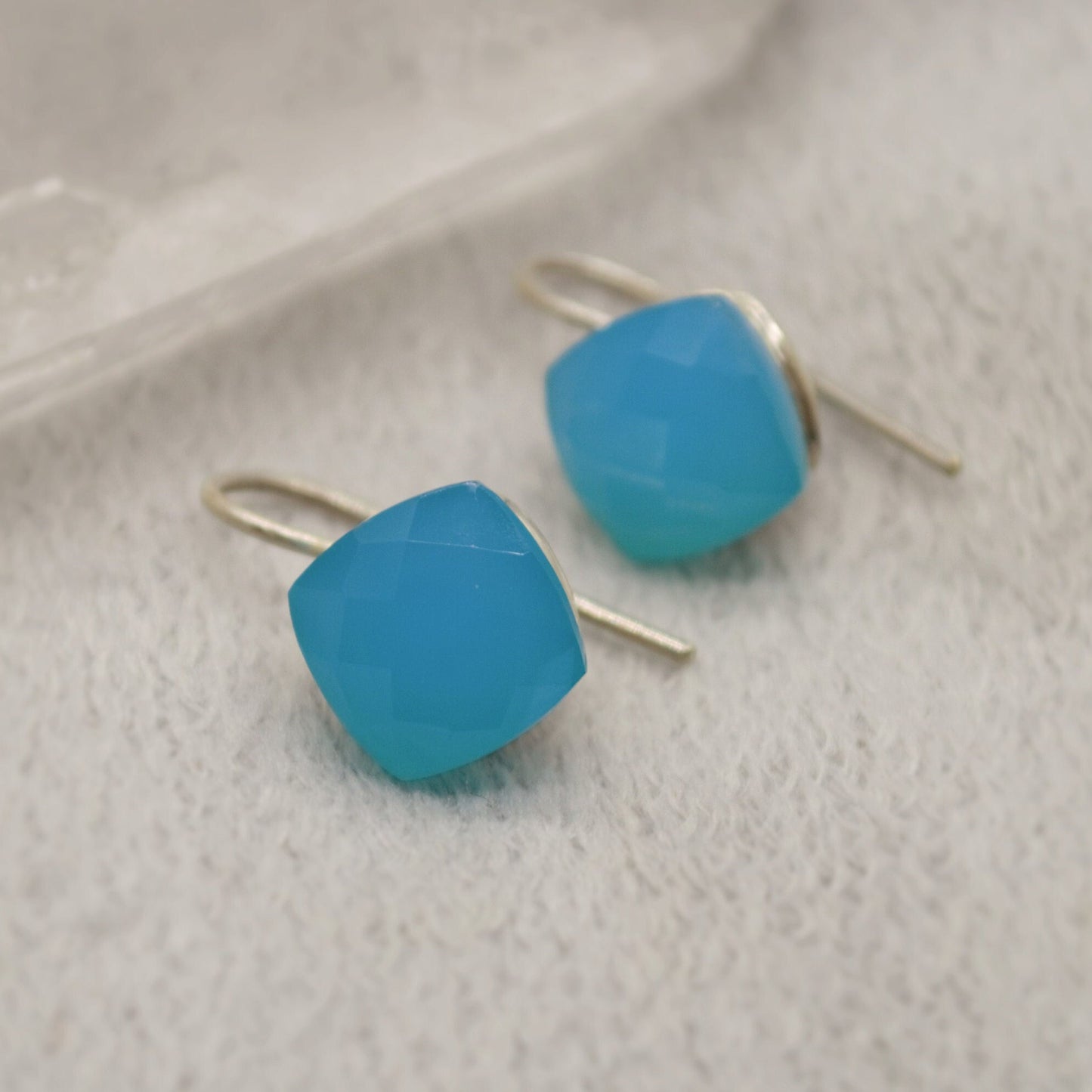 Blue Chalcedony drop earrings, Sterling Silver Gemstone Earrings, Dangle Drop Earrings, Handmade Earrings, Gifts For Her