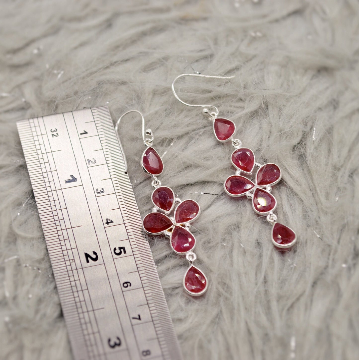 Gold Ruby Earrings, Cute Dainty Drop Earrings, Indian Wedding Jewelry, Minimalist July Birthstone Earrings
