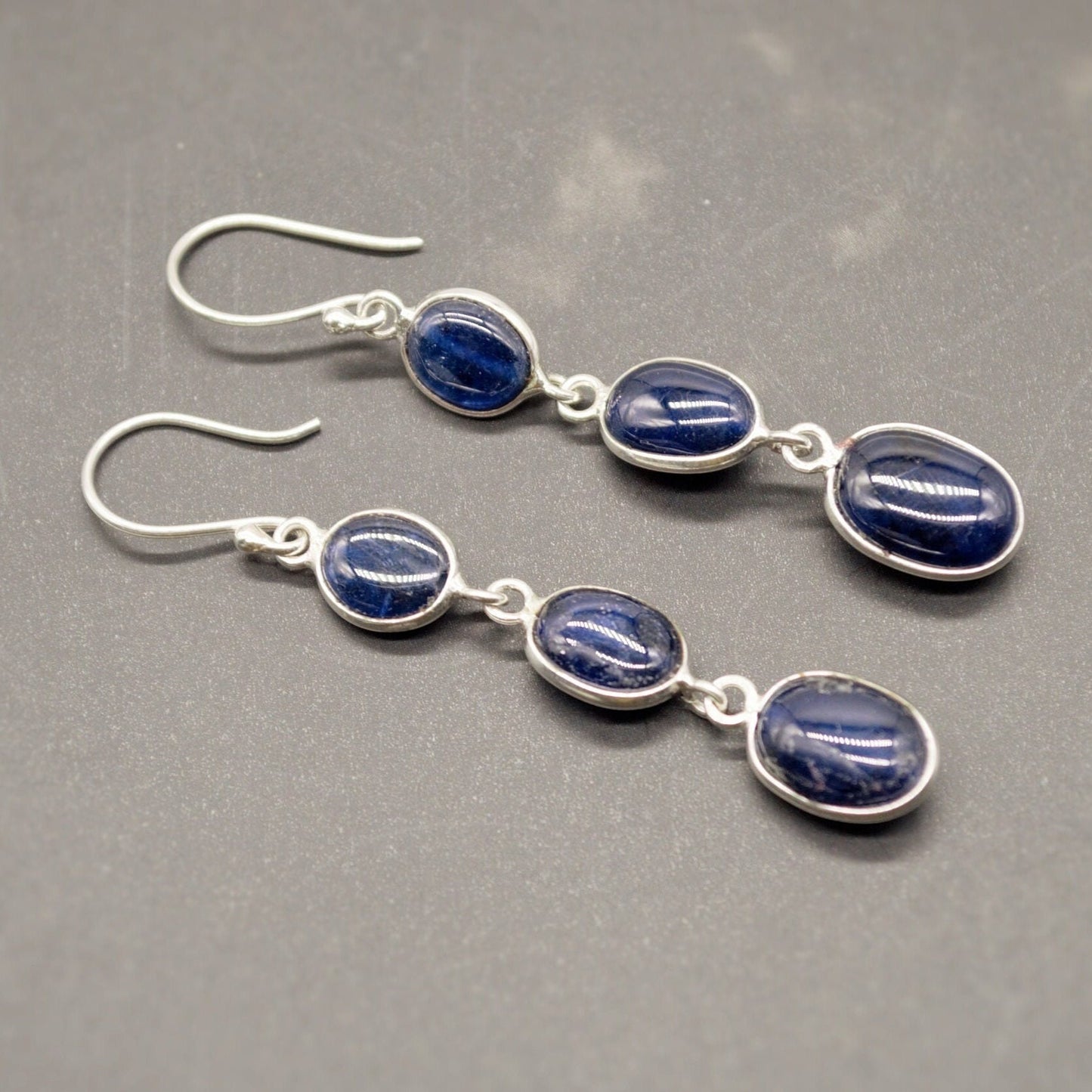 Blue Sapphire Drop Earrings, Handmade Sterling Silver Jewelry, Stunning September Birthstone