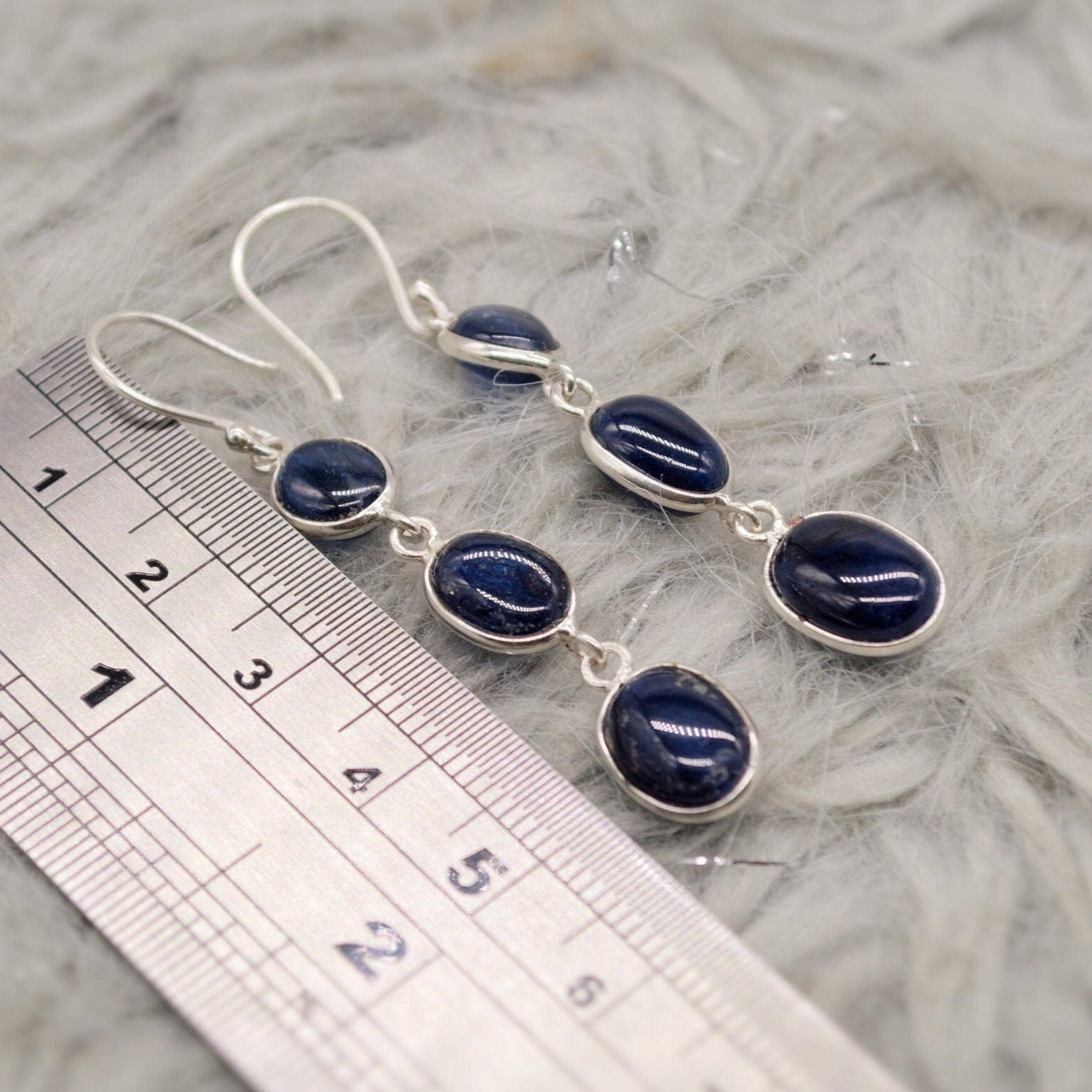 Blue Sapphire Drop Earrings, Handmade Sterling Silver Jewelry, Stunning September Birthstone