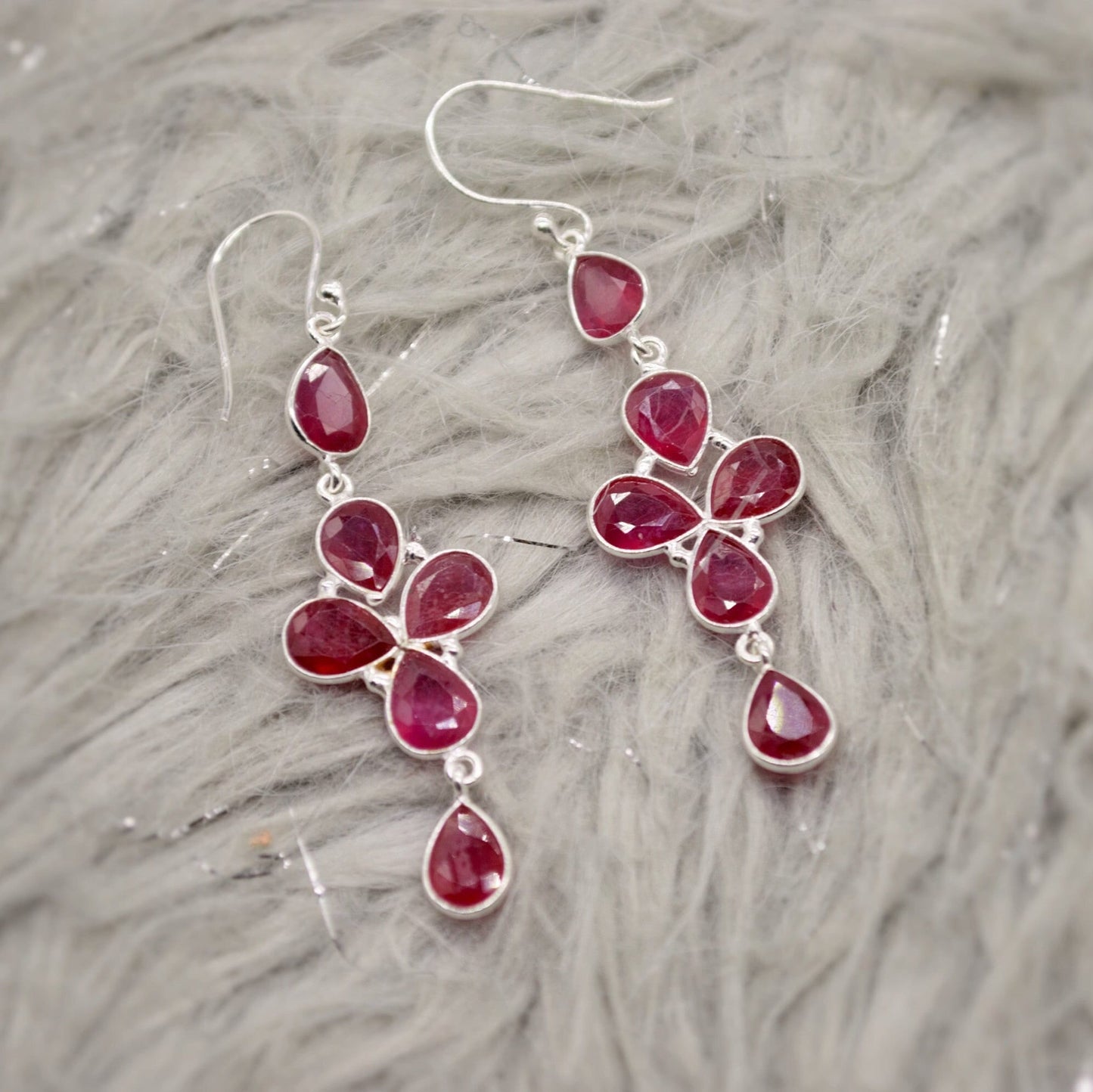 Gold Ruby Earrings, Cute Dainty Drop Earrings, Indian Wedding Jewelry, Minimalist July Birthstone Earrings