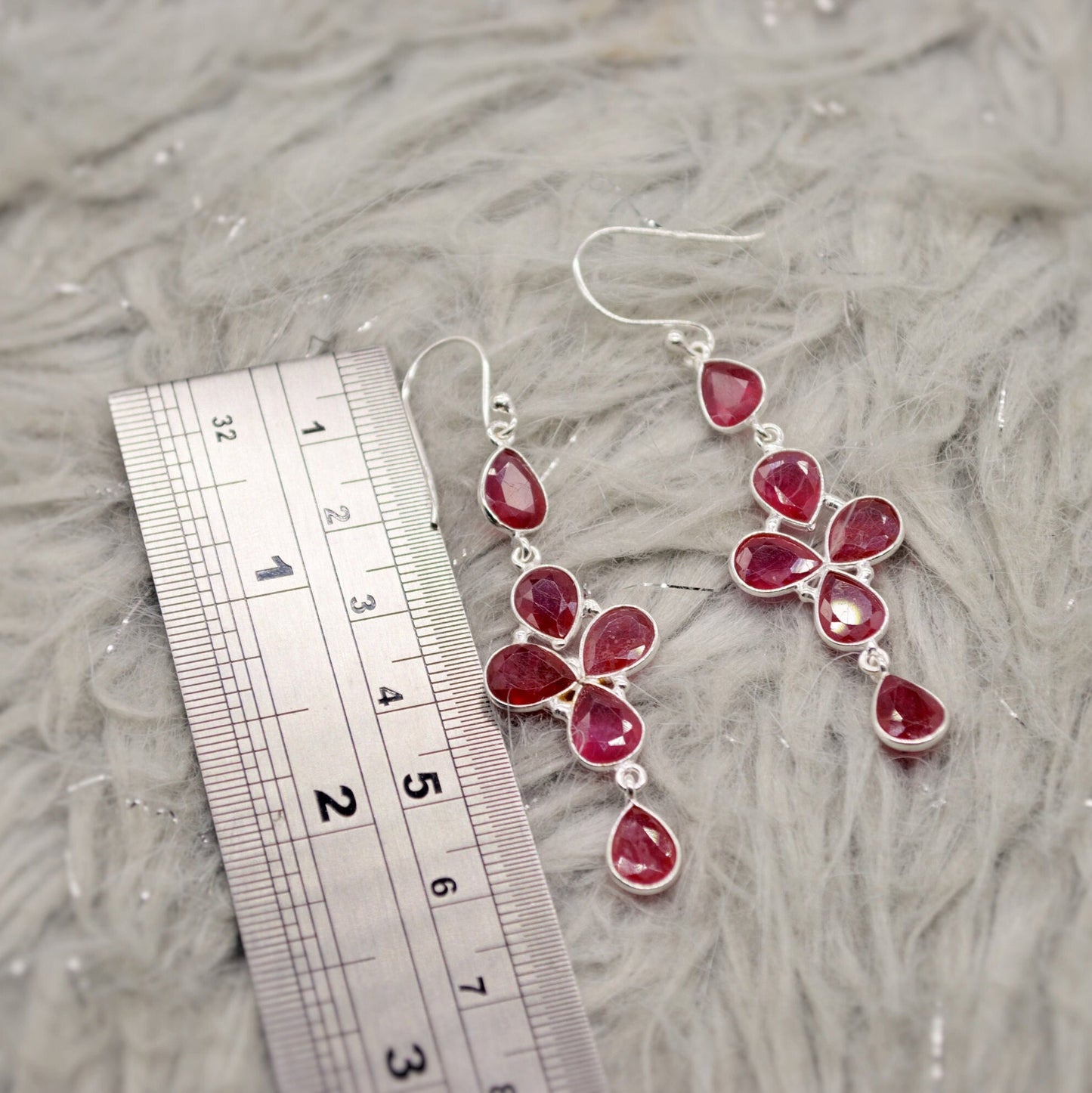 Gold Ruby Earrings, Cute Dainty Drop Earrings, Indian Wedding Jewelry, Minimalist July Birthstone Earrings