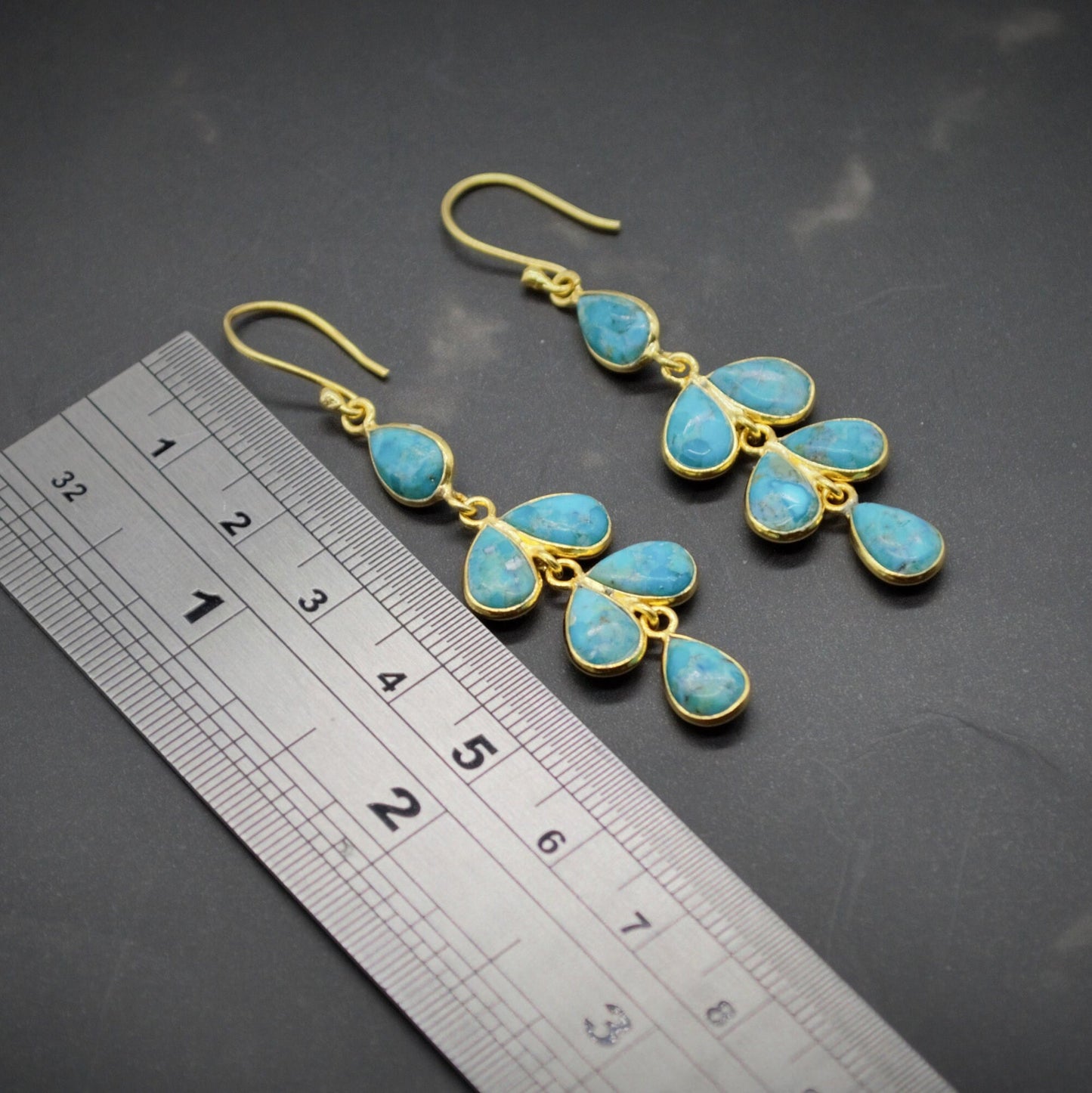 Blue Turquoise Silver Dangle Earrings, Boho Sterling Silver Earrings, Turquoise Jewelry, December Birthstone, Birthday Gift For Her