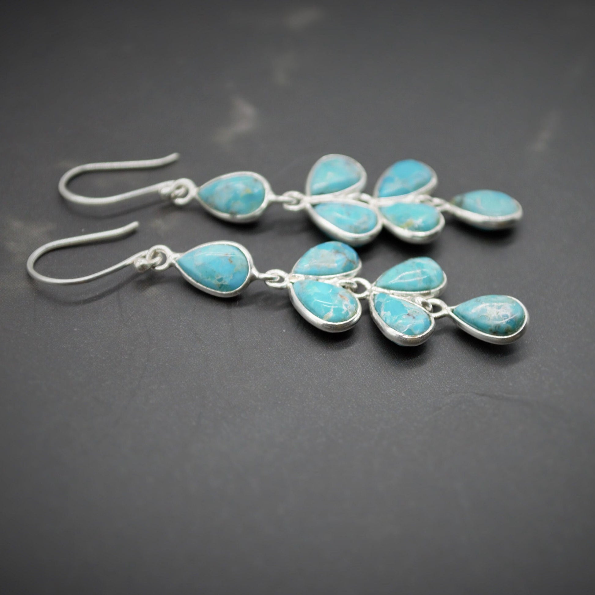 Blue Turquoise Silver Dangle Earrings, Boho Sterling Silver Earrings, Turquoise Jewelry, December Birthstone, Birthday Gift For Her