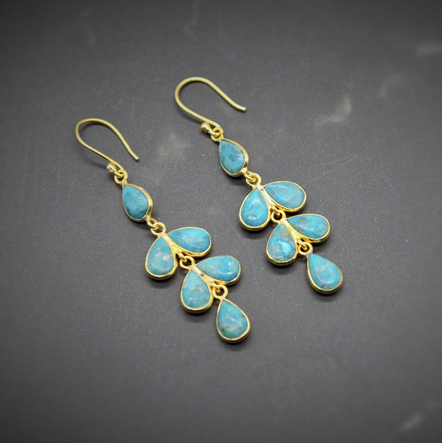 Blue Turquoise Silver Dangle Earrings, Boho Sterling Silver Earrings, Turquoise Jewelry, December Birthstone, Birthday Gift For Her
