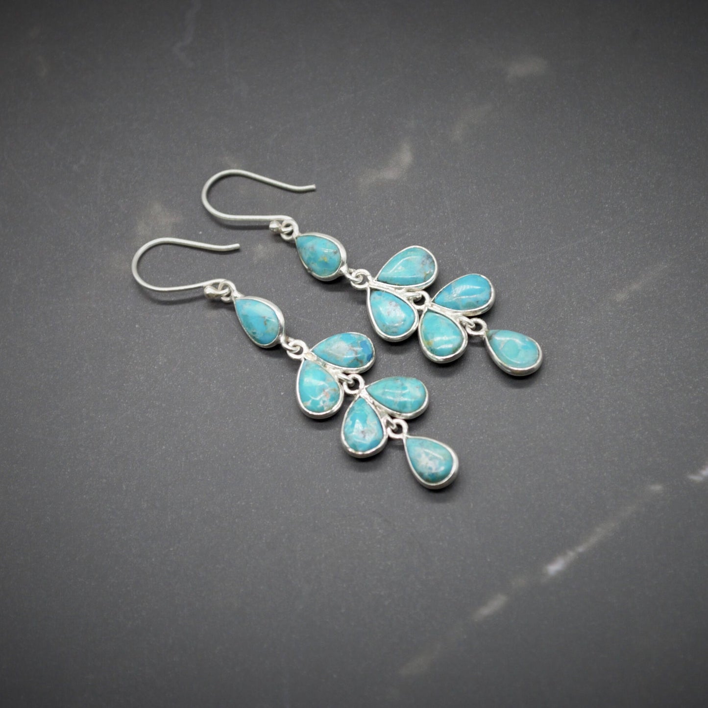 Blue Turquoise Silver Dangle Earrings, Boho Sterling Silver Earrings, Turquoise Jewelry, December Birthstone, Birthday Gift For Her