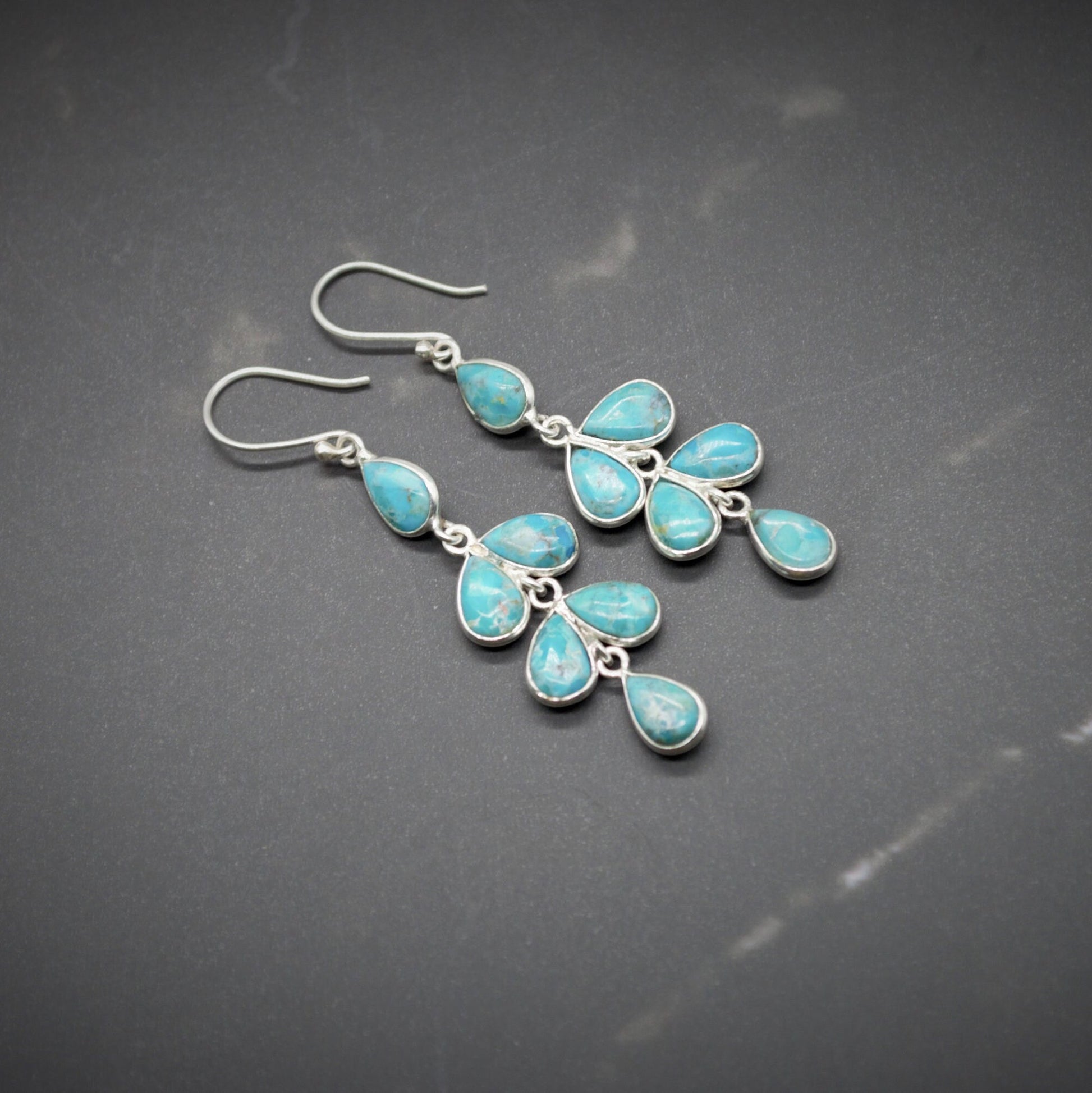 Blue Turquoise Silver Dangle Earrings, Boho Sterling Silver Earrings, Turquoise Jewelry, December Birthstone, Birthday Gift For Her