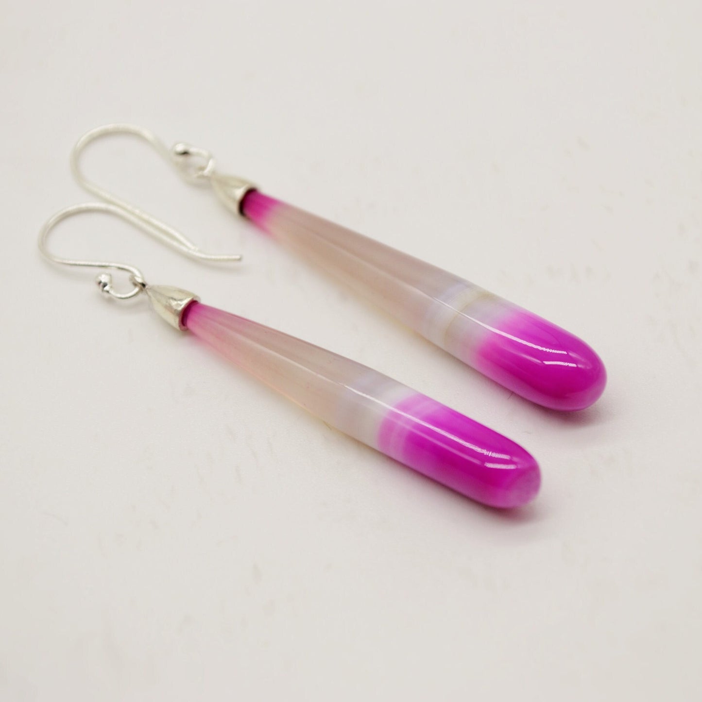 Chic Pink Chalcedony Drop Earrings, Sterling Silver Dangles, Chalcedony Jewelry, Unique Gemstone Earrings, Birthday Gift For Her