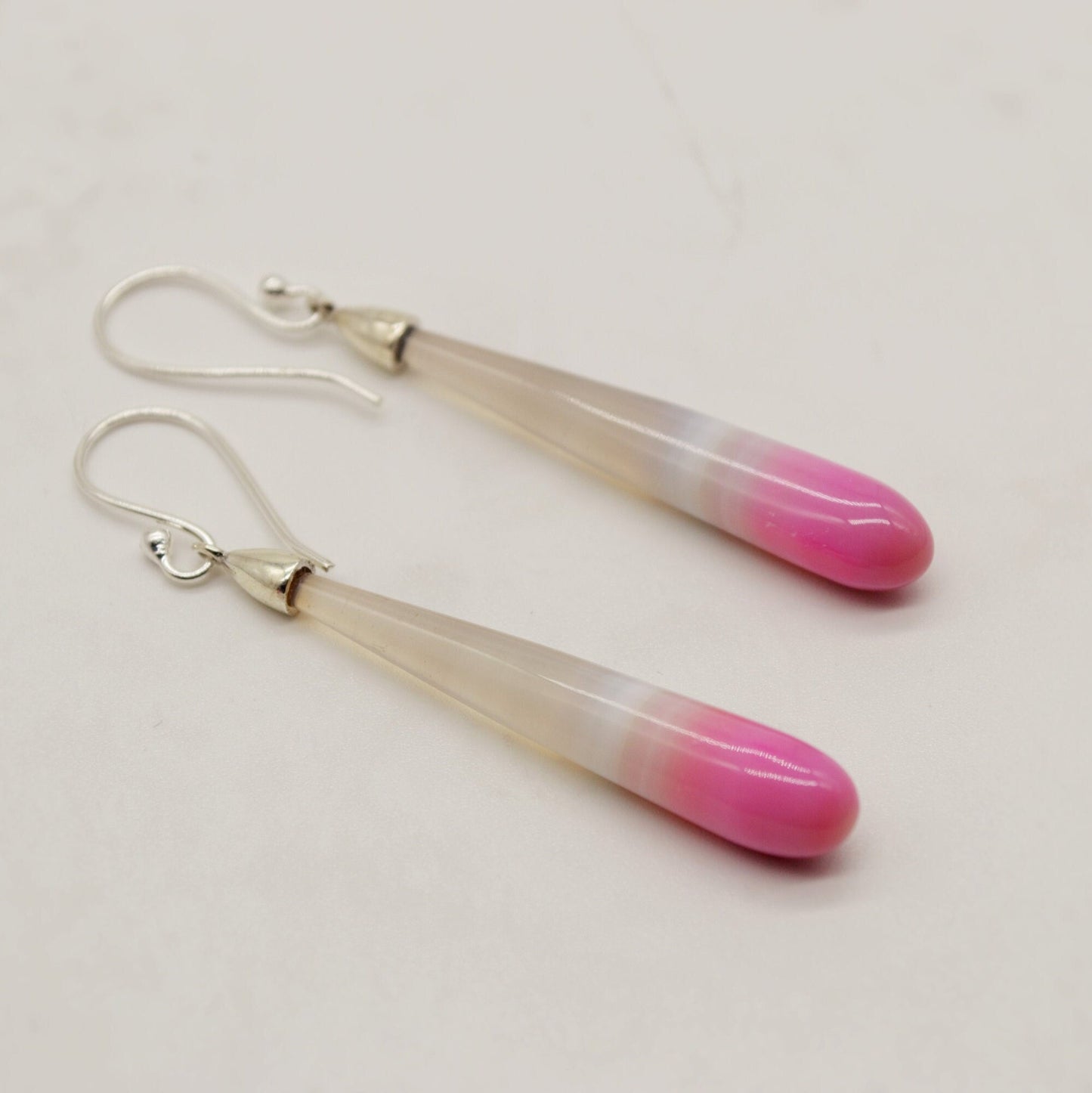 Chic Pink Chalcedony Drop Earrings, Sterling Silver Dangles, Chalcedony Jewelry, Unique Gemstone Earrings, Birthday Gift For Her