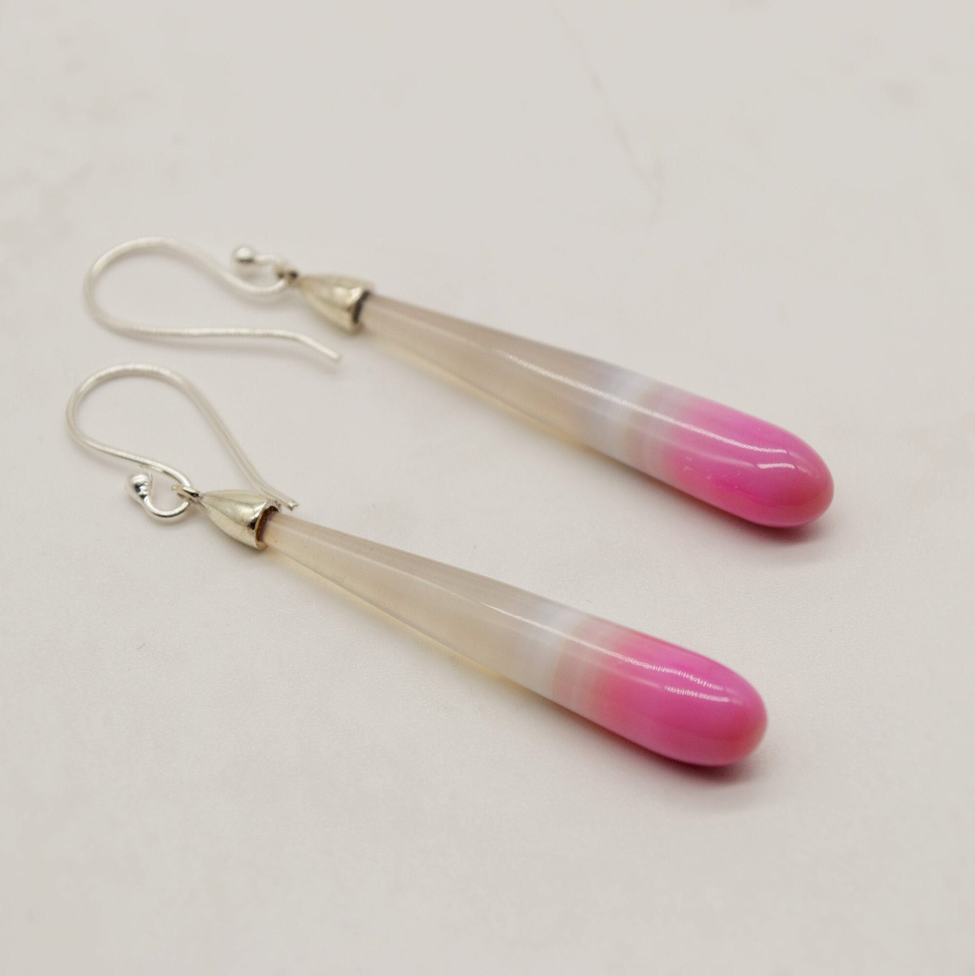 Chic Pink Chalcedony Drop Earrings, Sterling Silver Dangles, Chalcedony Jewelry, Unique Gemstone Earrings, Birthday Gift For Her