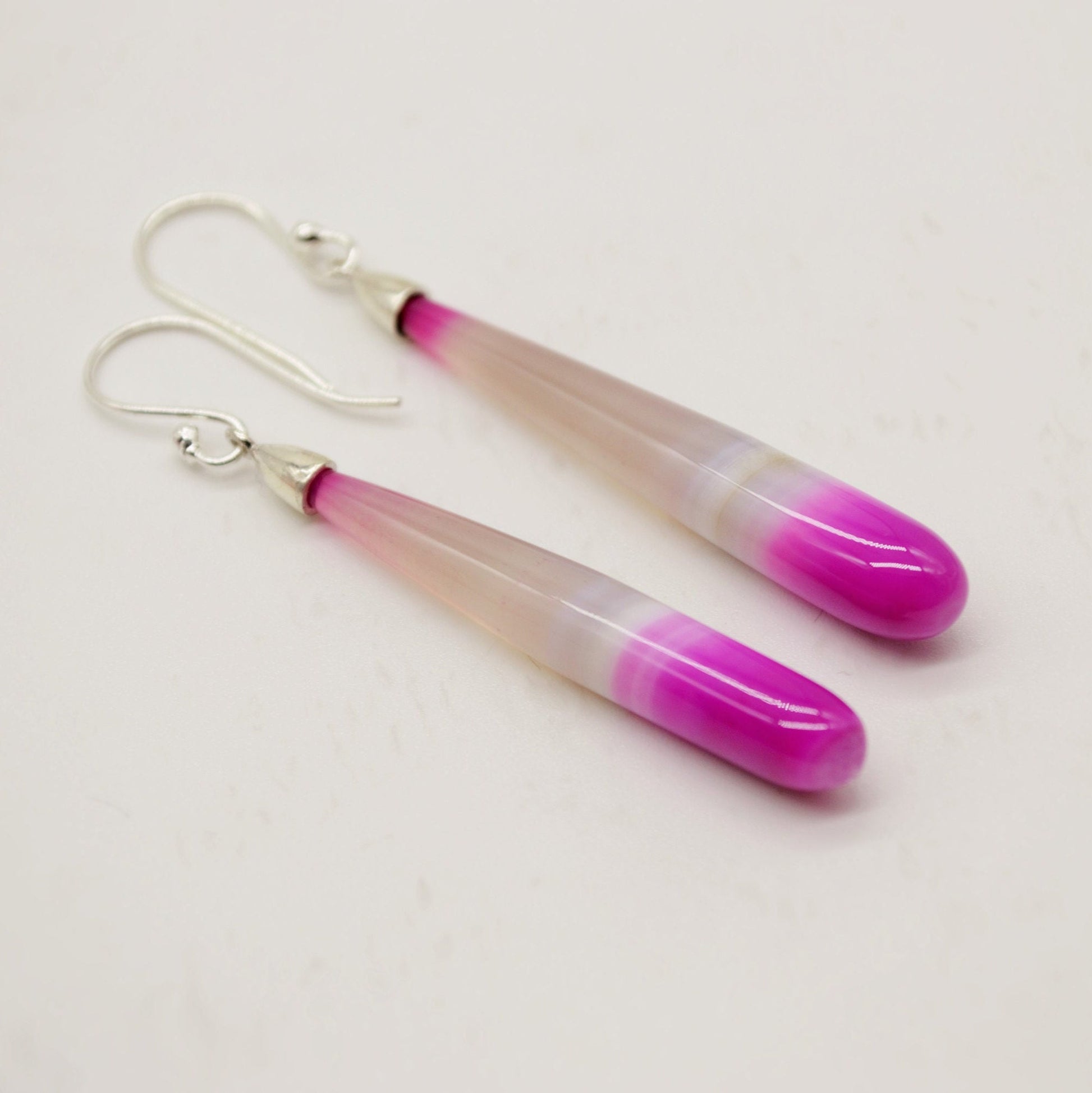 Chic Pink Chalcedony Drop Earrings, Sterling Silver Dangles, Chalcedony Jewelry, Unique Gemstone Earrings, Birthday Gift For Her