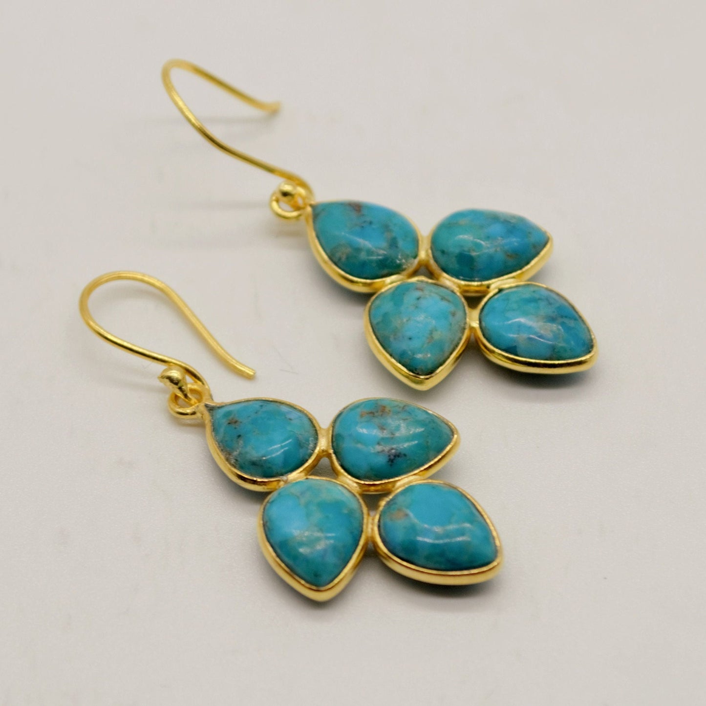 Boho Blue Turquoise Earrings, Sterling Silver Dangles, Handmade December Birthstone Jewelry, Unique Birthday Gift