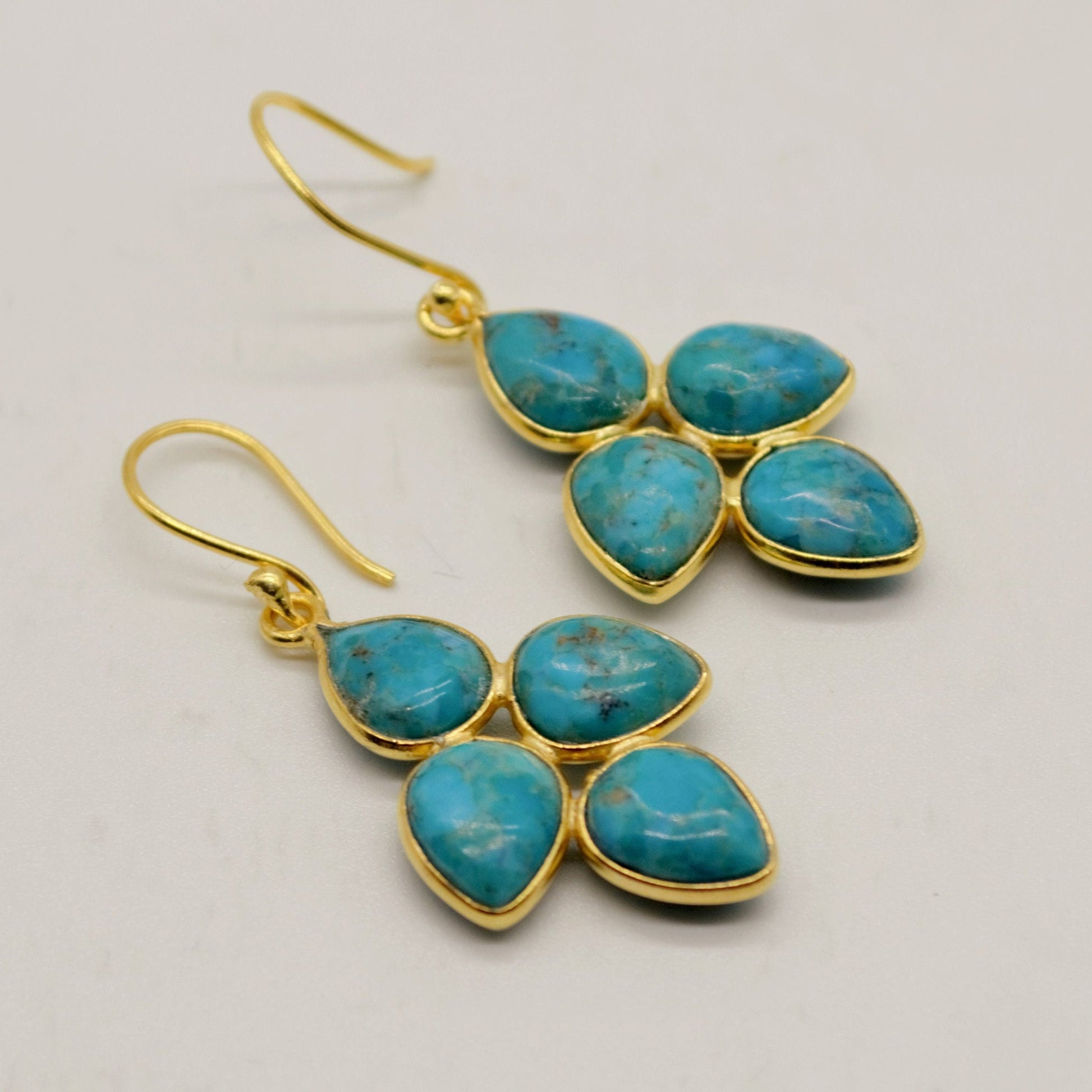 Boho Blue Turquoise Earrings, Sterling Silver Dangles, Handmade December Birthstone Jewelry, Unique Birthday Gift