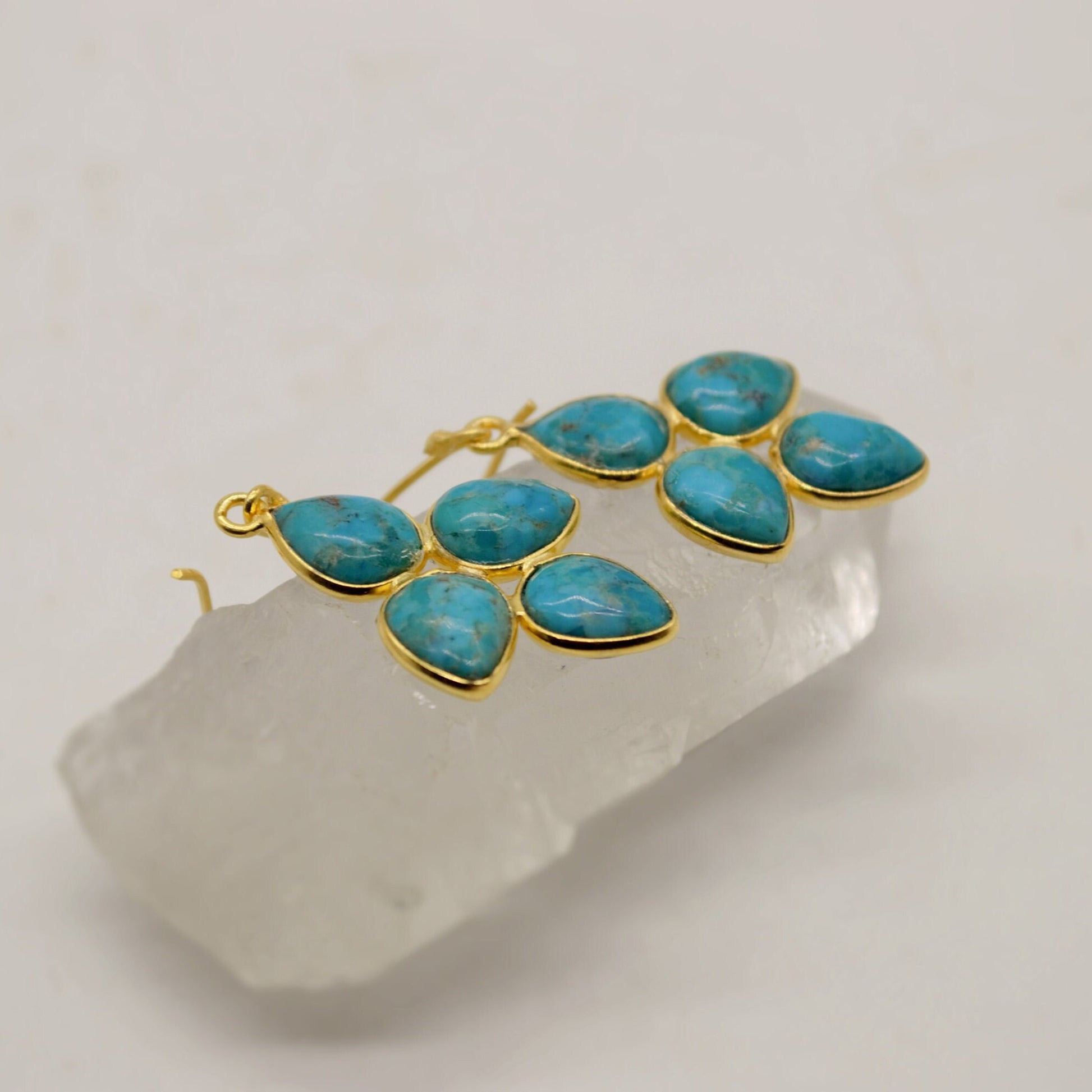 Boho Blue Turquoise Earrings, Sterling Silver Dangles, Handmade December Birthstone Jewelry, Unique Birthday Gift