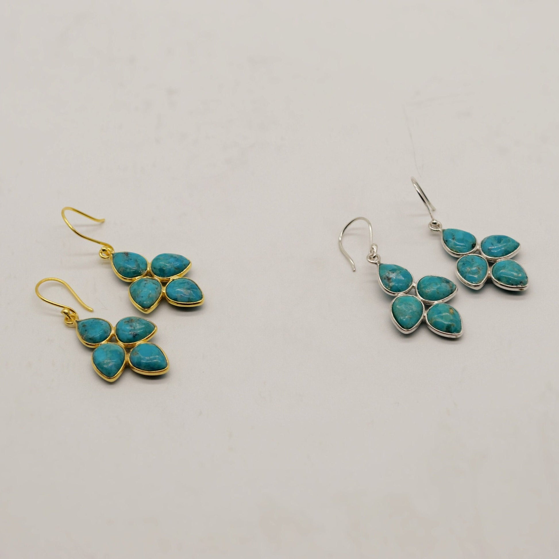 Boho Blue Turquoise Earrings, Sterling Silver Dangles, Handmade December Birthstone Jewelry, Unique Birthday Gift