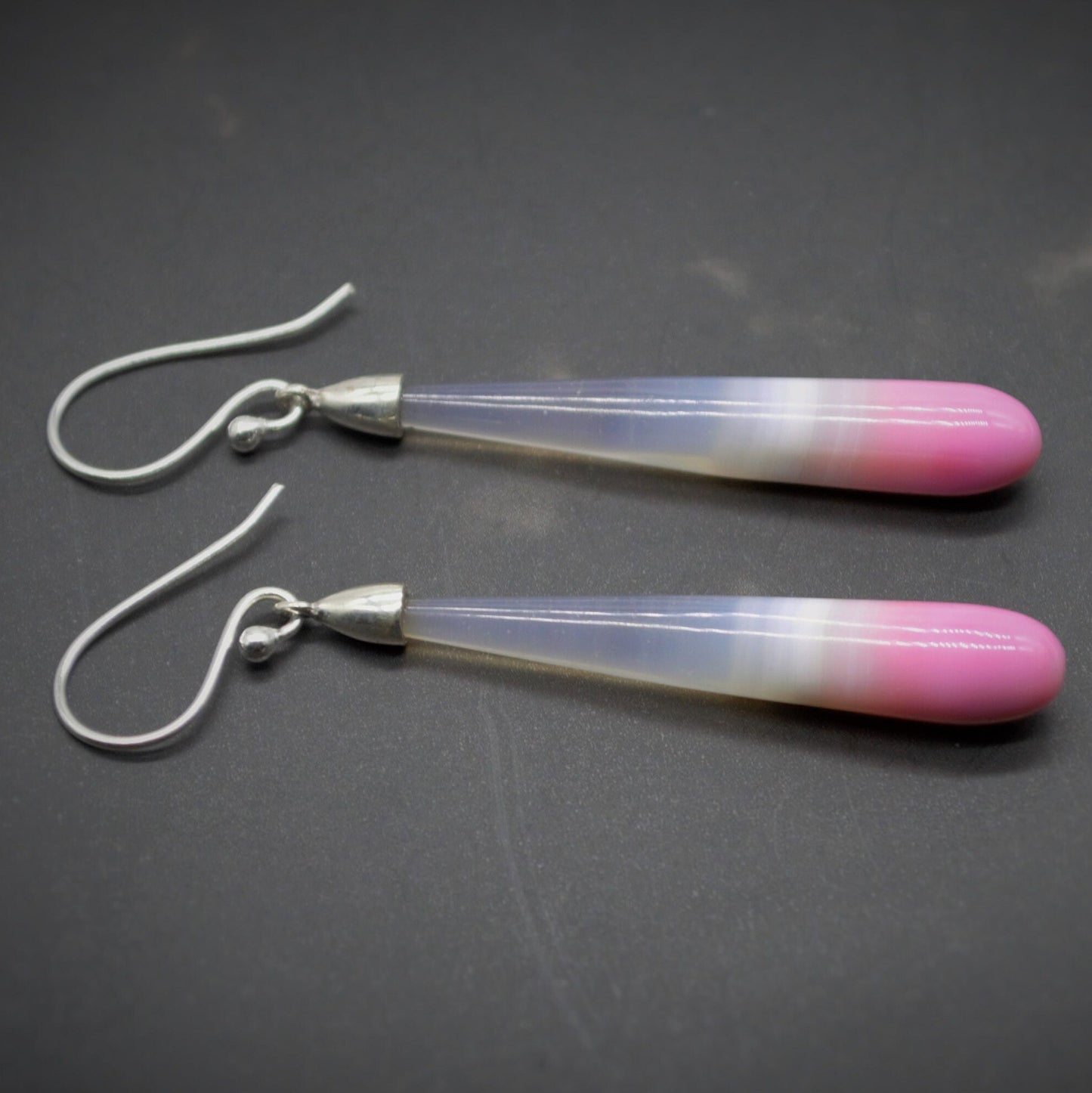 Chic Pink Chalcedony Drop Earrings, Sterling Silver Dangles, Chalcedony Jewelry, Unique Gemstone Earrings, Birthday Gift For Her