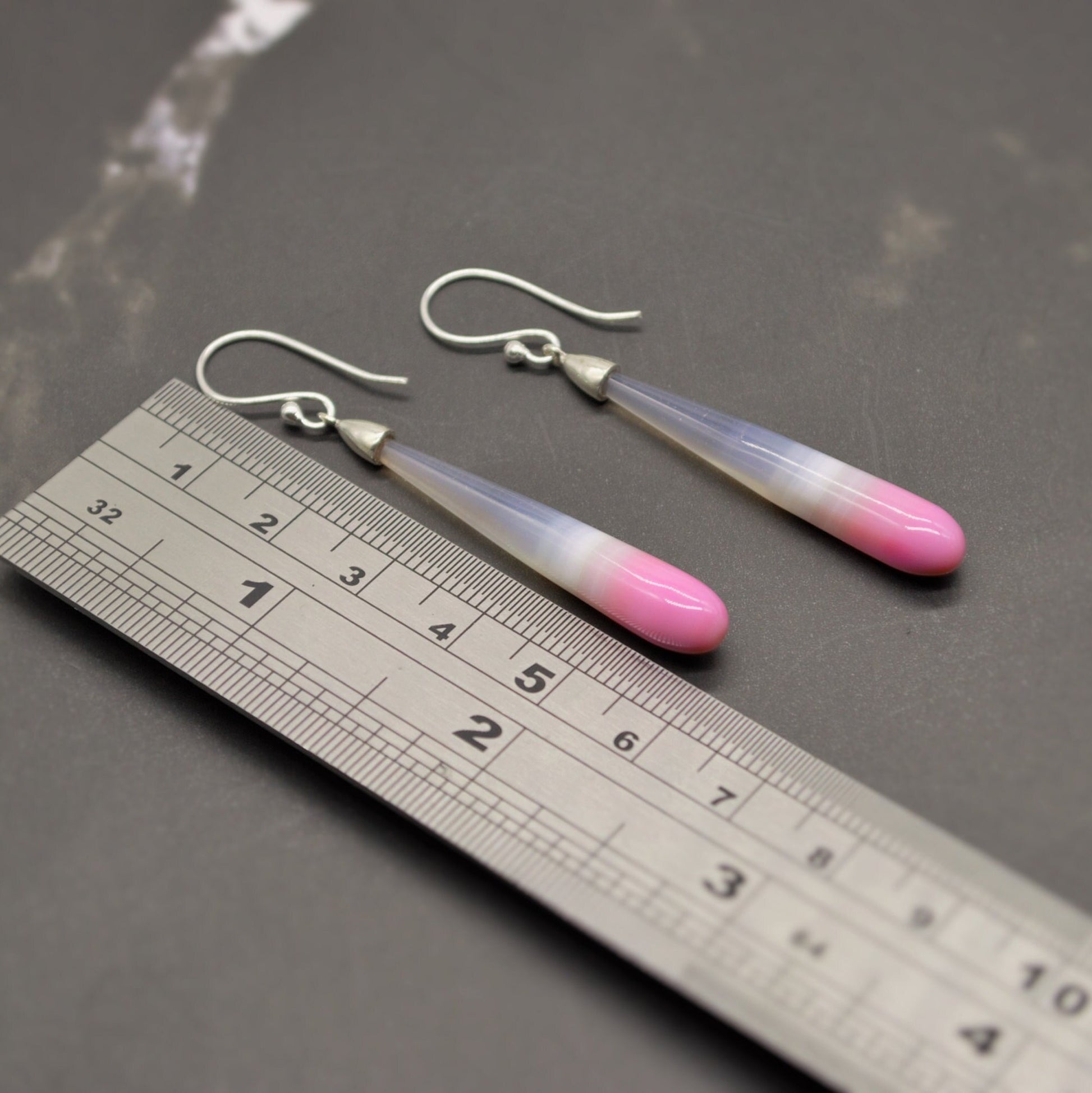 Chic Pink Chalcedony Drop Earrings, Sterling Silver Dangles, Chalcedony Jewelry, Unique Gemstone Earrings, Birthday Gift For Her