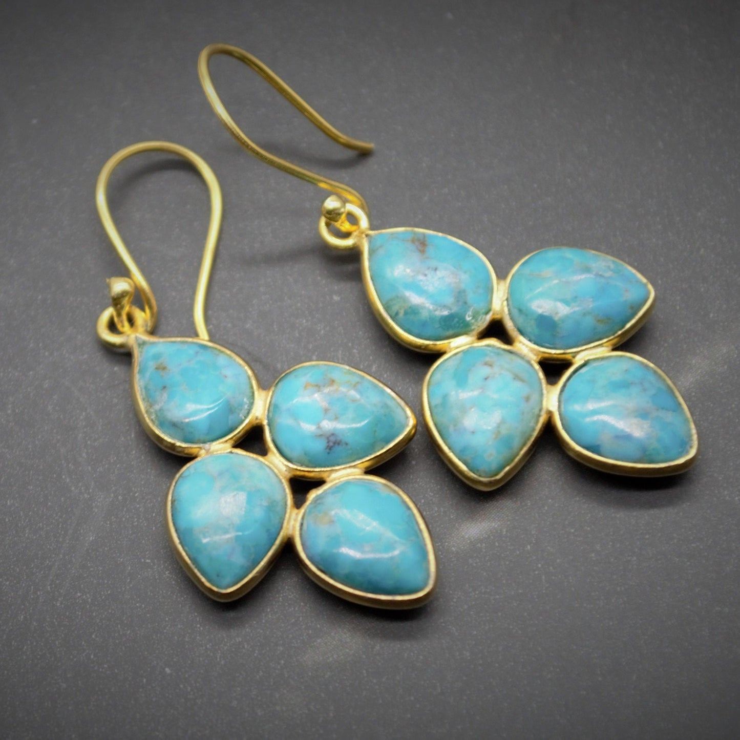 Boho Blue Turquoise Earrings, Sterling Silver Dangles, Handmade December Birthstone Jewelry, Unique Birthday Gift