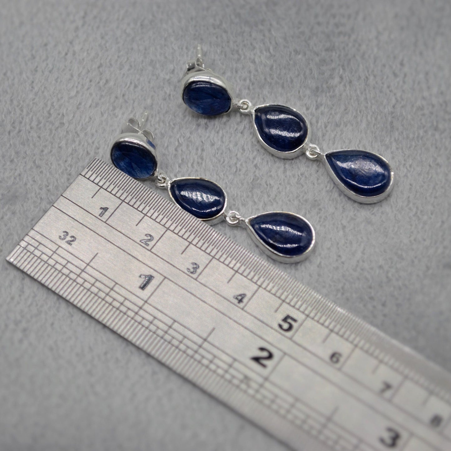 Blue Sapphire Drop Earrings, Handmade Sterling Silver Jewelry, Stunning September Birthstone