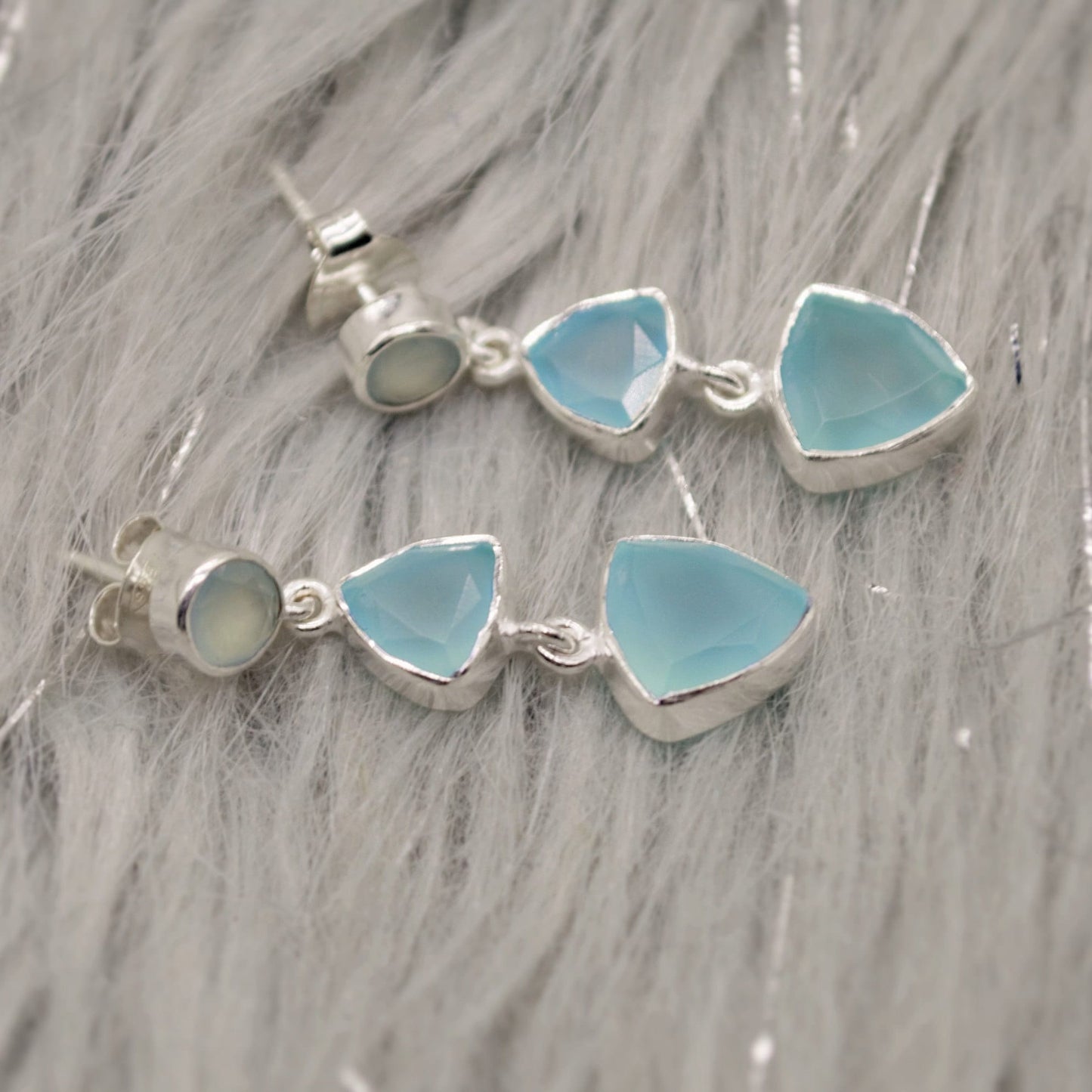 Aqua Chalcedony Sterling Silver Earrings, Statement Dangle Drops, Aqua Chalcedony Jewelry, Gemstone Earrings, Gifts For Her