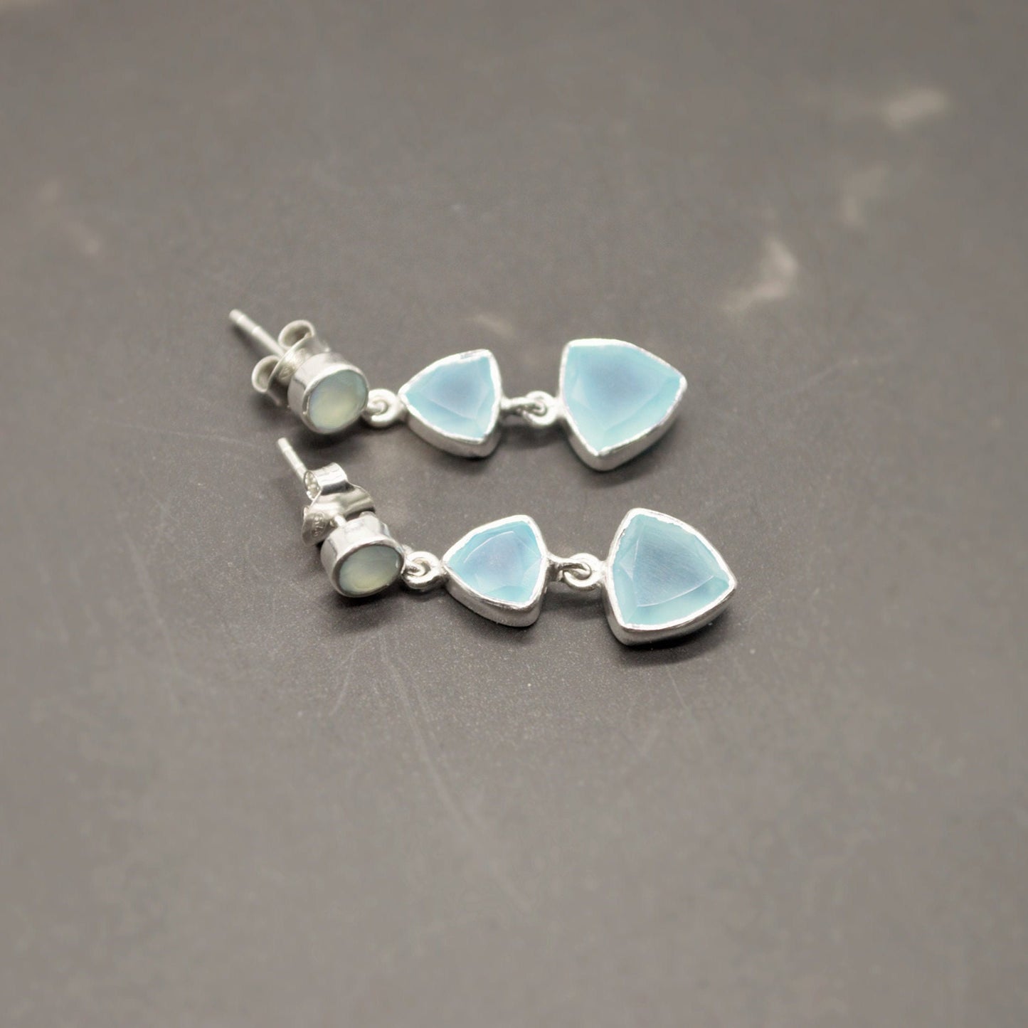 Aqua Chalcedony Sterling Silver Earrings, Statement Dangle Drops, Aqua Chalcedony Jewelry, Gemstone Earrings, Gifts For Her
