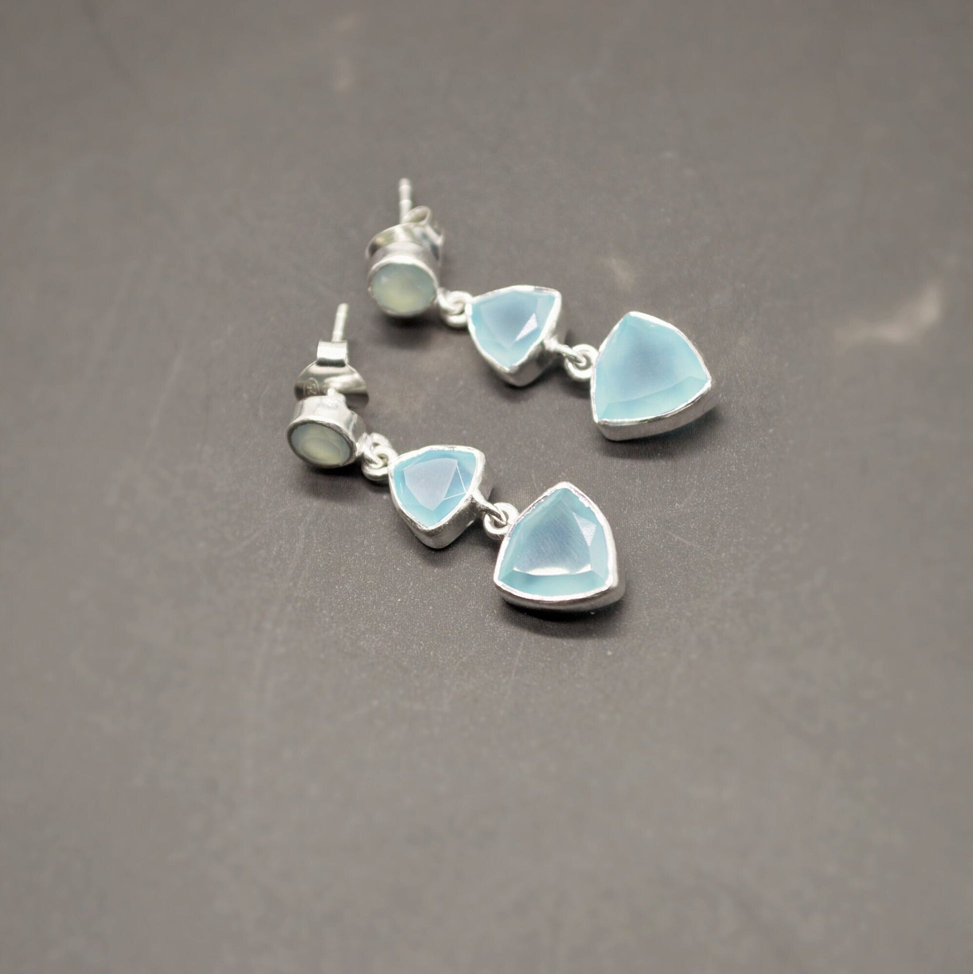 Aqua Chalcedony Sterling Silver Earrings, Statement Dangle Drops, Aqua Chalcedony Jewelry, Gemstone Earrings, Gifts For Her