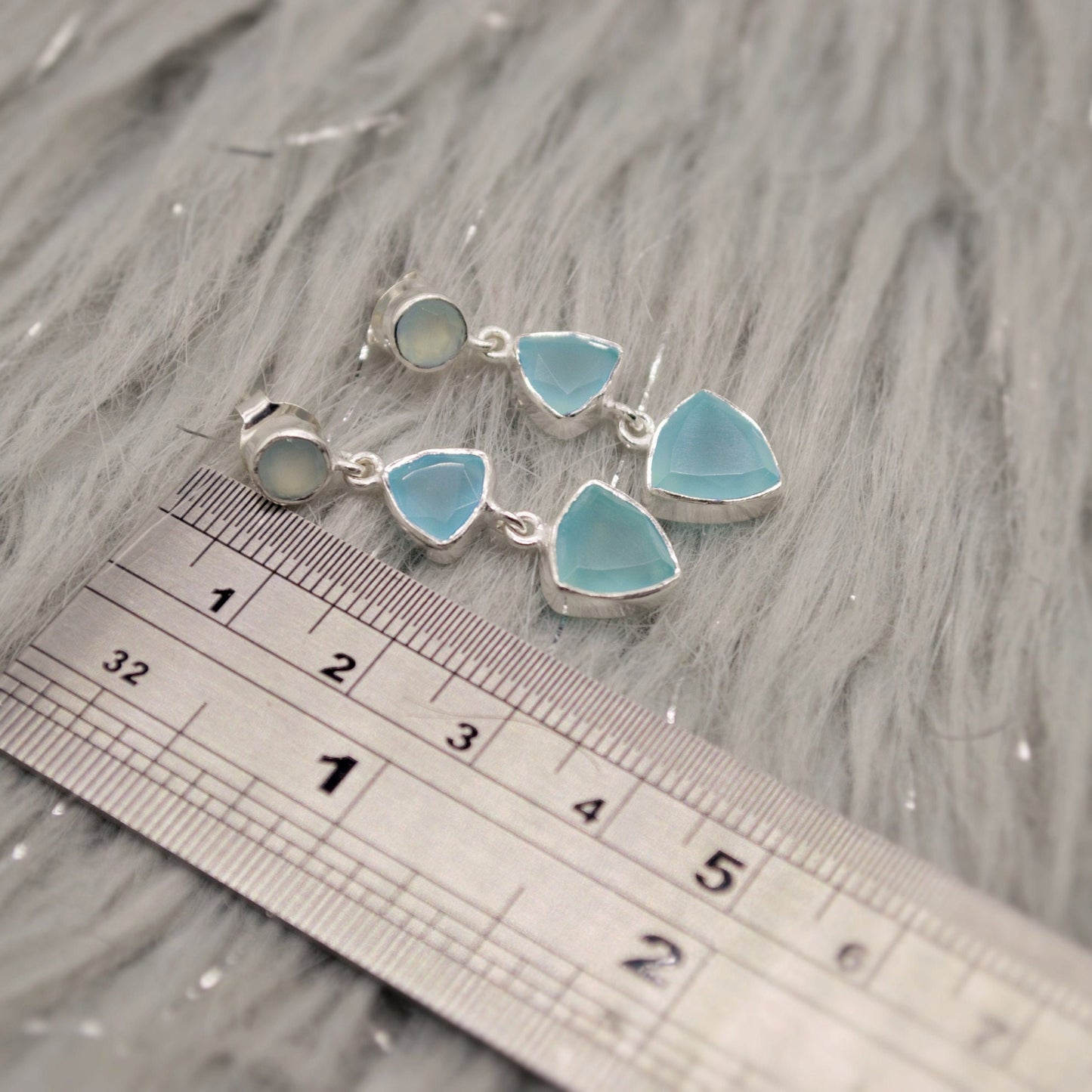 Aqua Chalcedony Sterling Silver Earrings, Statement Dangle Drops, Aqua Chalcedony Jewelry, Gemstone Earrings, Gifts For Her