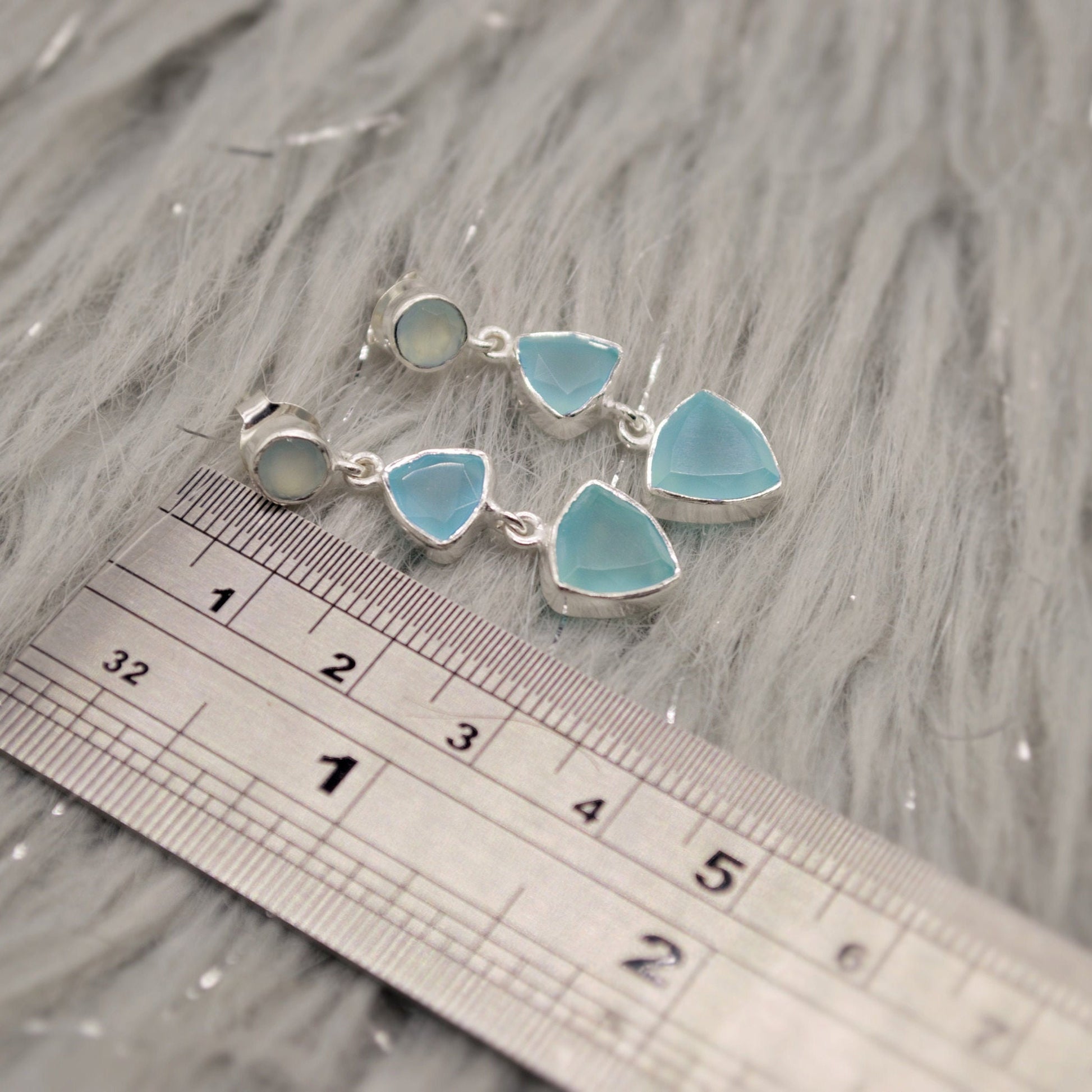 Aqua Chalcedony Sterling Silver Earrings, Statement Dangle Drops, Aqua Chalcedony Jewelry, Gemstone Earrings, Gifts For Her