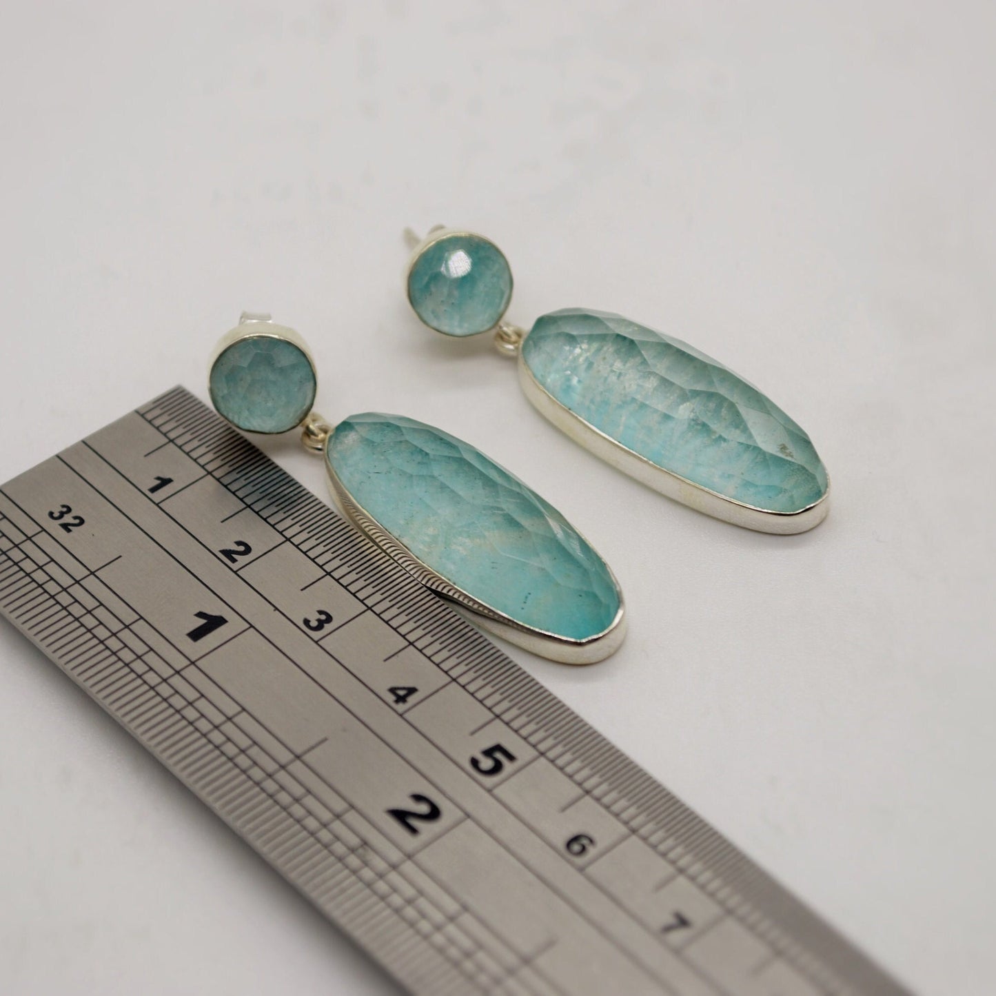 Amazonite Sterling Silver Drop Earrings, Gemstone Dangles, Handmade Jewelry, Gift for Bestie, Boho Chic Statement