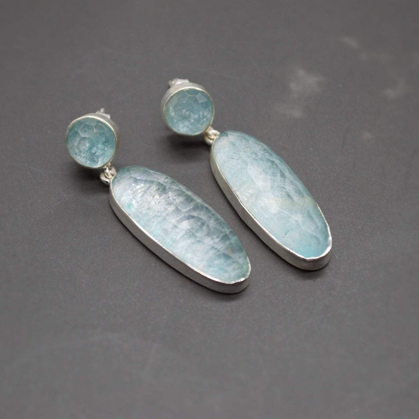 Amazonite Sterling Silver Drop Earrings, Gemstone Dangles, Handmade Jewelry, Gift for Bestie, Boho Chic Statement