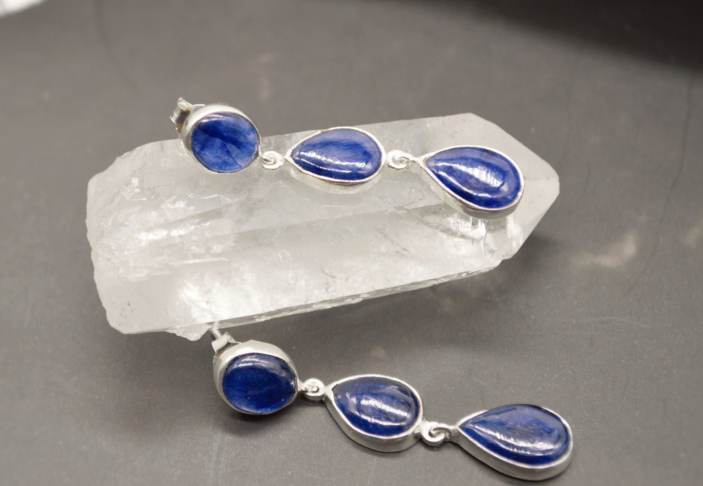 Blue Sapphire Drop Earrings, Handmade Sterling Silver Jewelry, Stunning September Birthstone