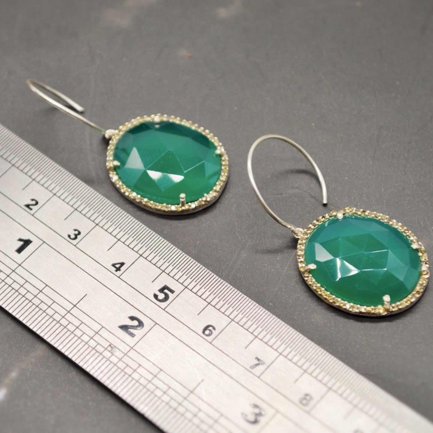 Green Onyx Dangle Earrings, Sterling Silver Gemstone Drops for Her, Unique Bridesmaid Gift, Elegant Birthday Jewelry