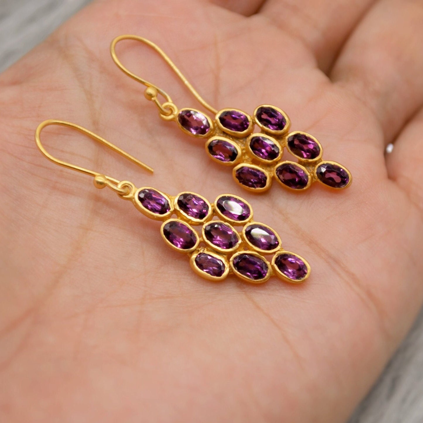 Rhodolite Garnet Sterling Silver Earrings - Red Pink Gemstone - January Birthstone Jewelry - Gift for Her