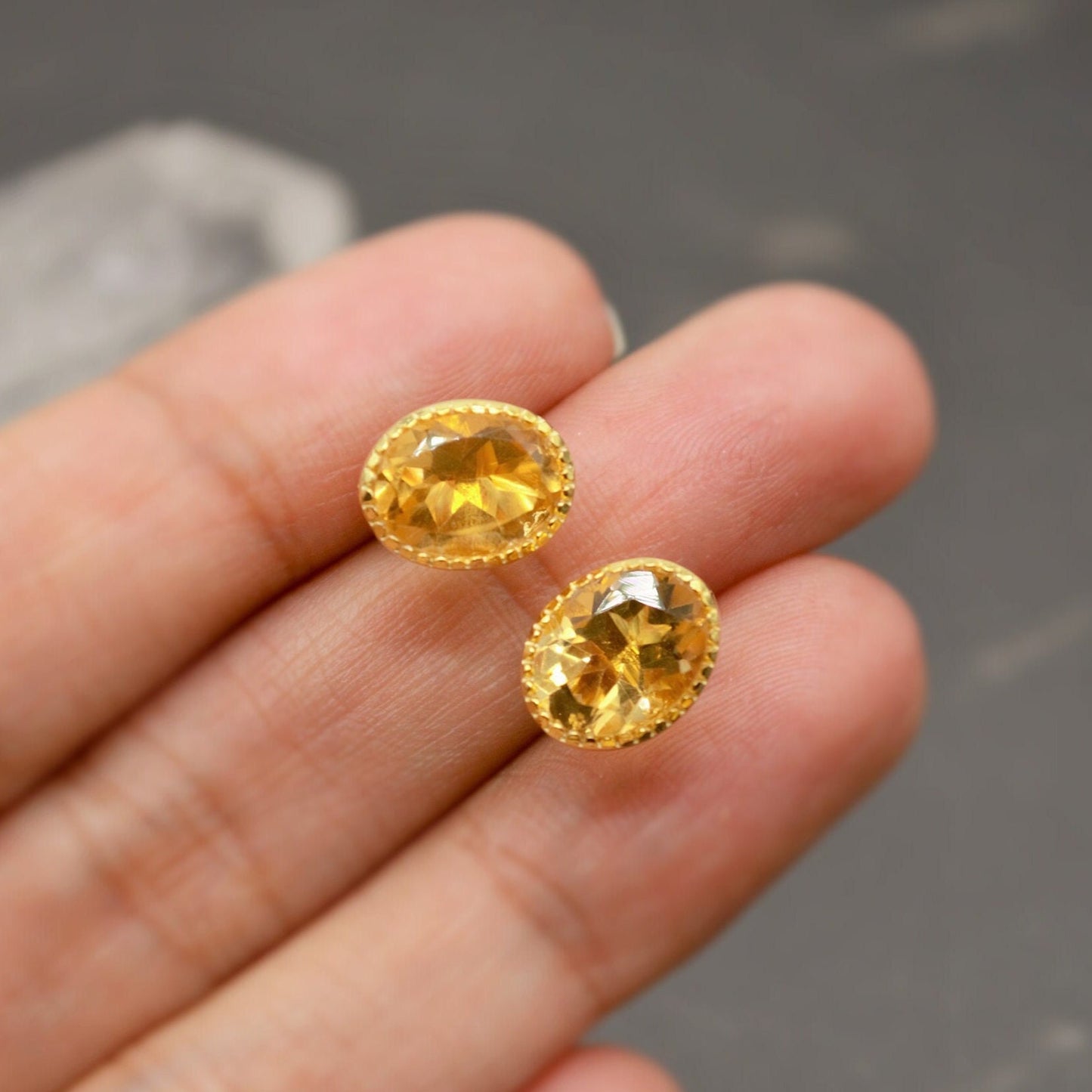 Citrine Silver Stud Earrings, Minimalist Sterling Silver Gemstone Earrings, Dainty November Birthstone Earrings, Birthday Gifts For Her