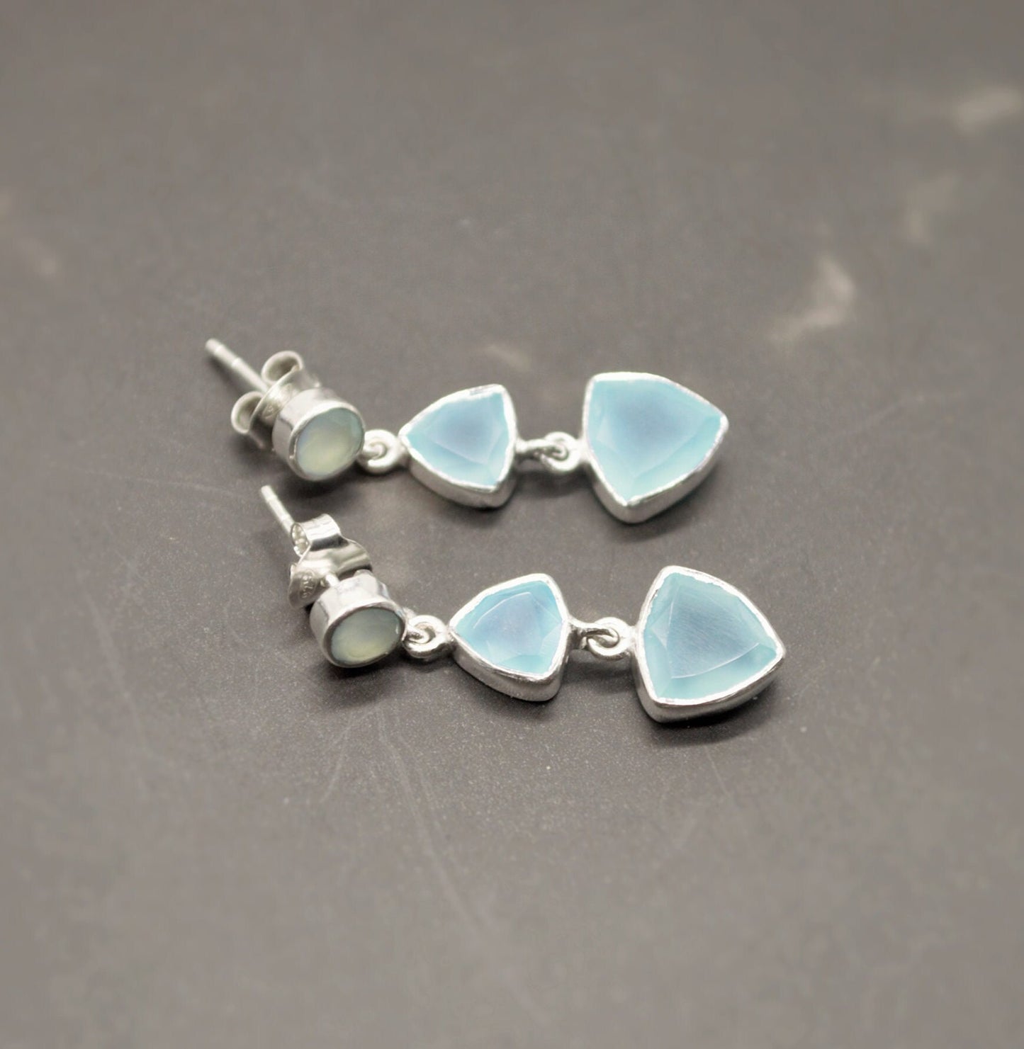 Aqua Chalcedony Sterling Silver Earrings, Statement Dangle Drops, Aqua Chalcedony Jewelry, Gemstone Earrings, Gifts For Her