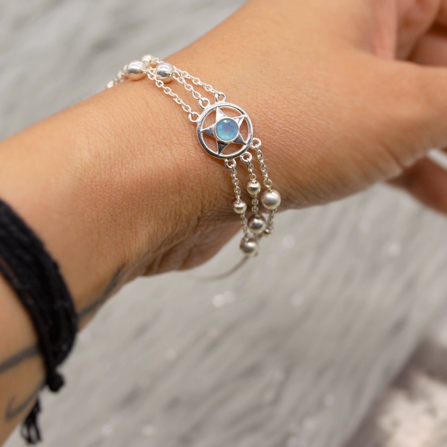 Aqua Chalcedony, Opal Sterling Silver Bracelet, Gold Bangle Bracelets For Women