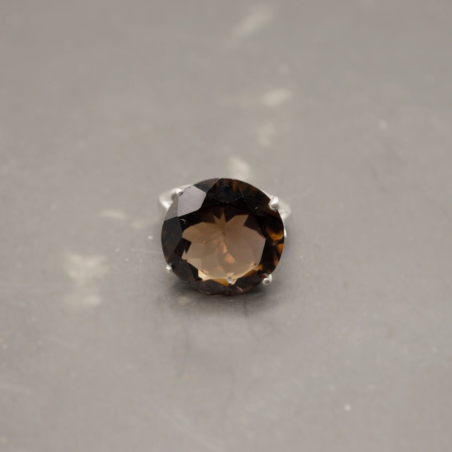 Smoky Quartz Sterling Silver Ring, Size L, Statement Ring, Dainty Gemstone Ring, Quartz Jewelry, Gem Ring, Gifts For Her
