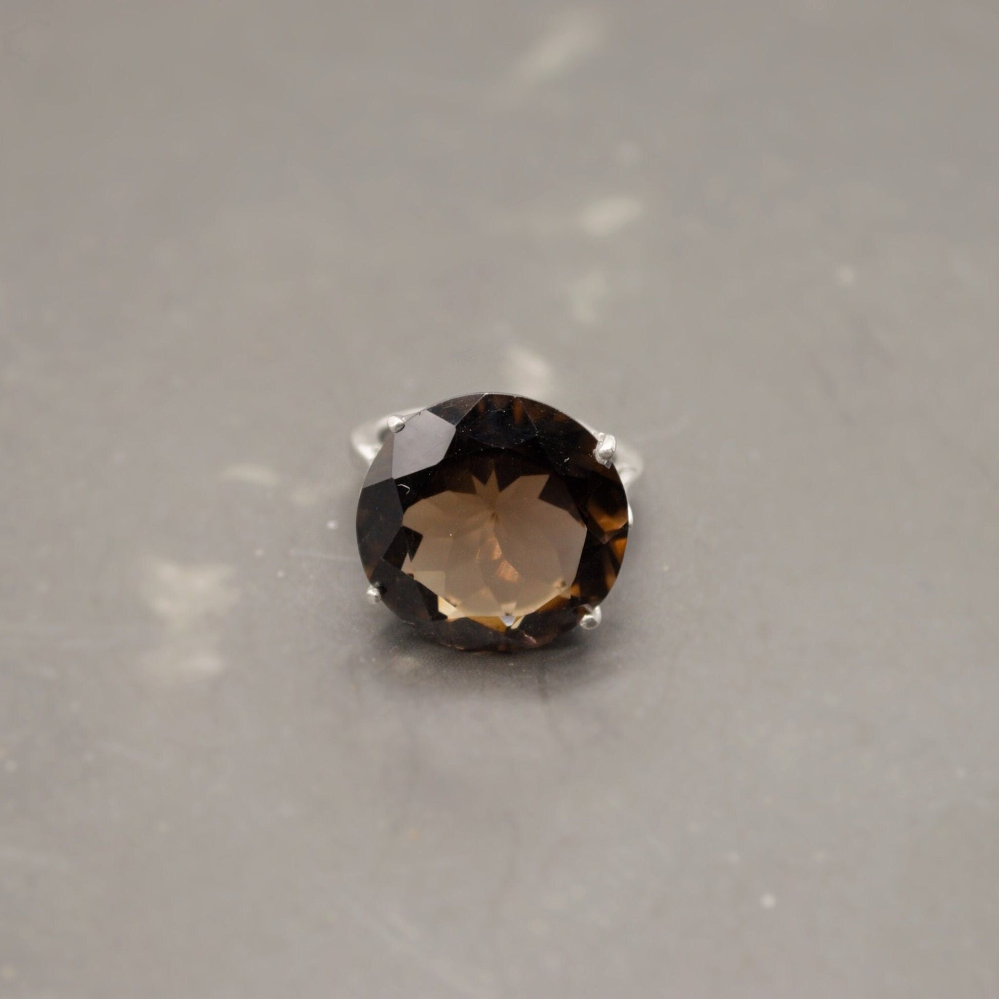 Smoky Quartz Sterling Silver Ring, Size L, Statement Ring, Dainty Gemstone Ring, Quartz Jewelry, Gem Ring, Gifts For Her