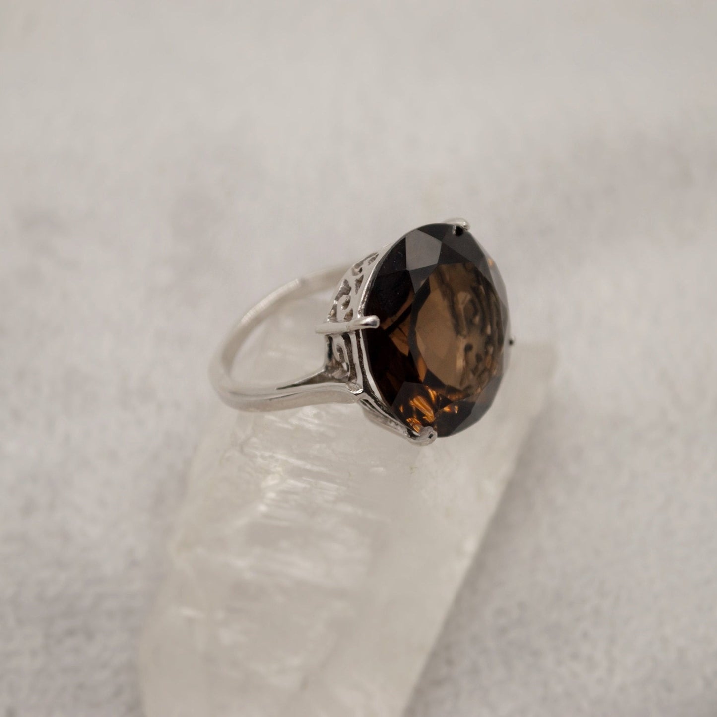 Smoky Quartz Sterling Silver Ring, Size L, Statement Ring, Dainty Gemstone Ring, Quartz Jewelry, Gem Ring, Gifts For Her