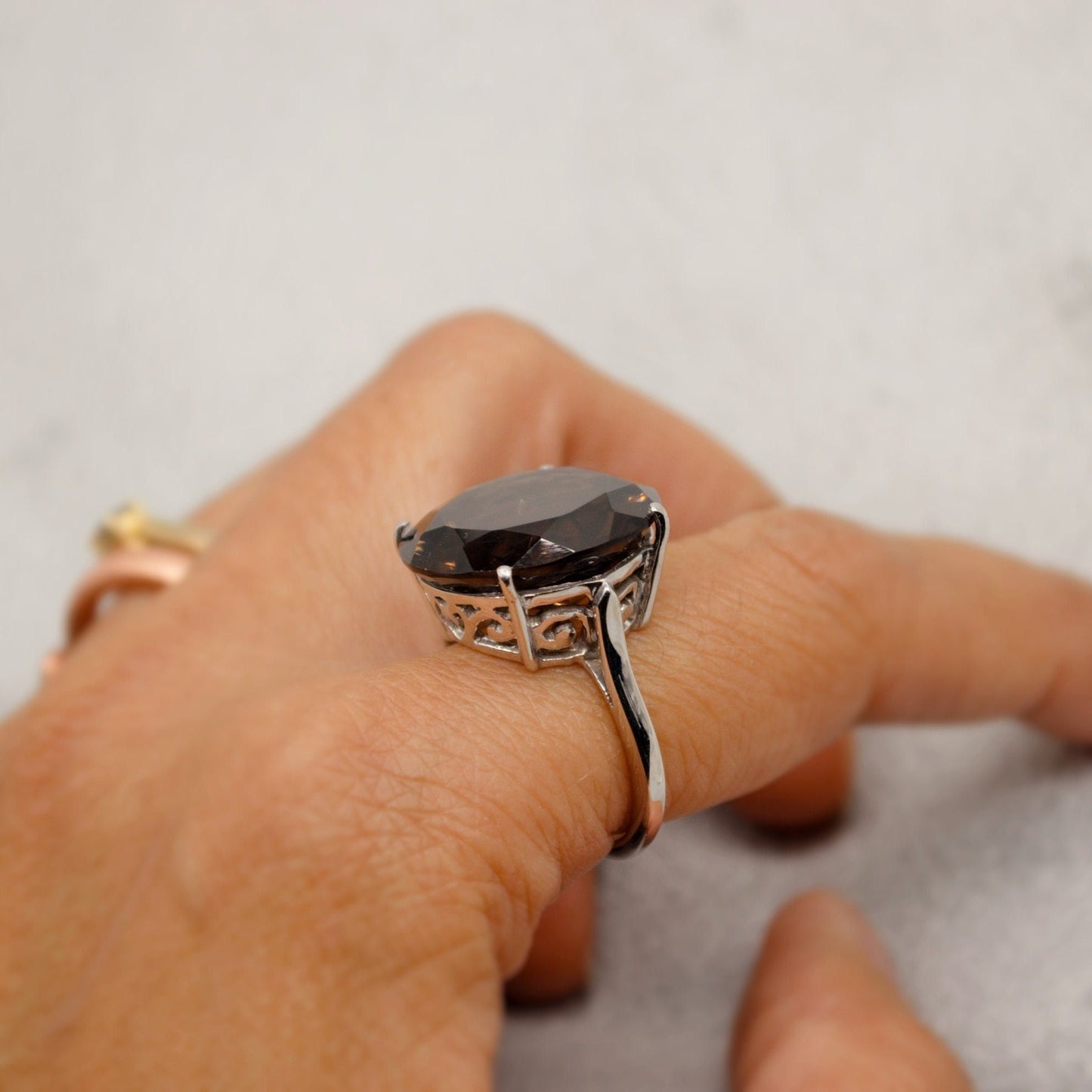 Smoky Quartz Sterling Silver Ring, Size L, Statement Ring, Dainty Gemstone Ring, Quartz Jewelry, Gem Ring, Gifts For Her